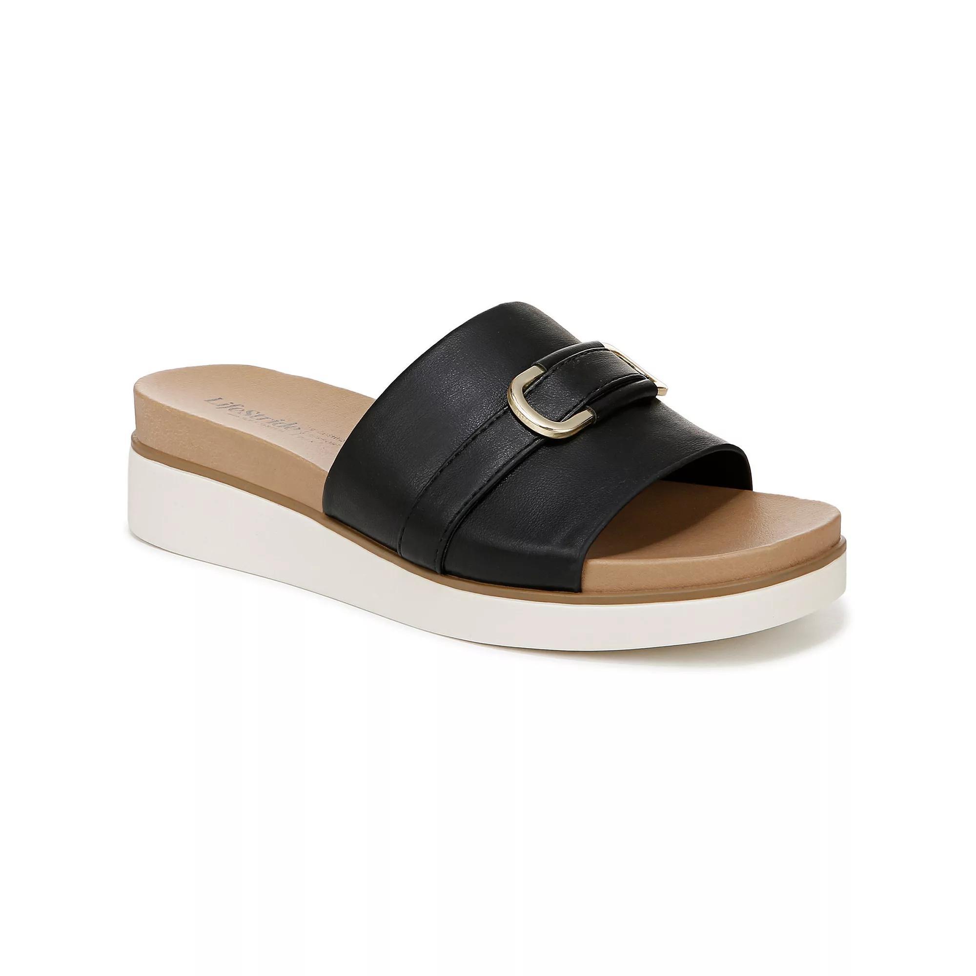 LifeStride Genevieve Women's Slide Sandals, Size: 5, Black Faux Leather Product Image
