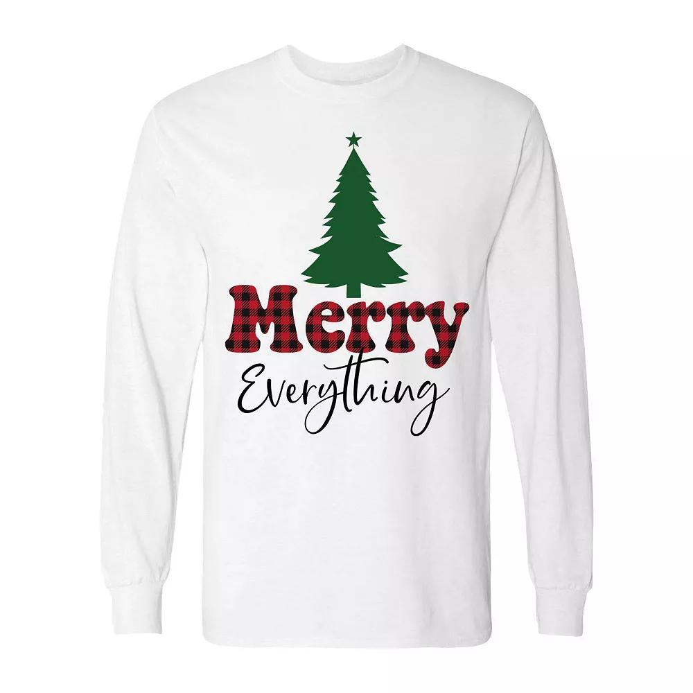 Men's Christmas Merry EveryThing Tree Long Sleeve Graphic Tee, Size: Small, White Product Image