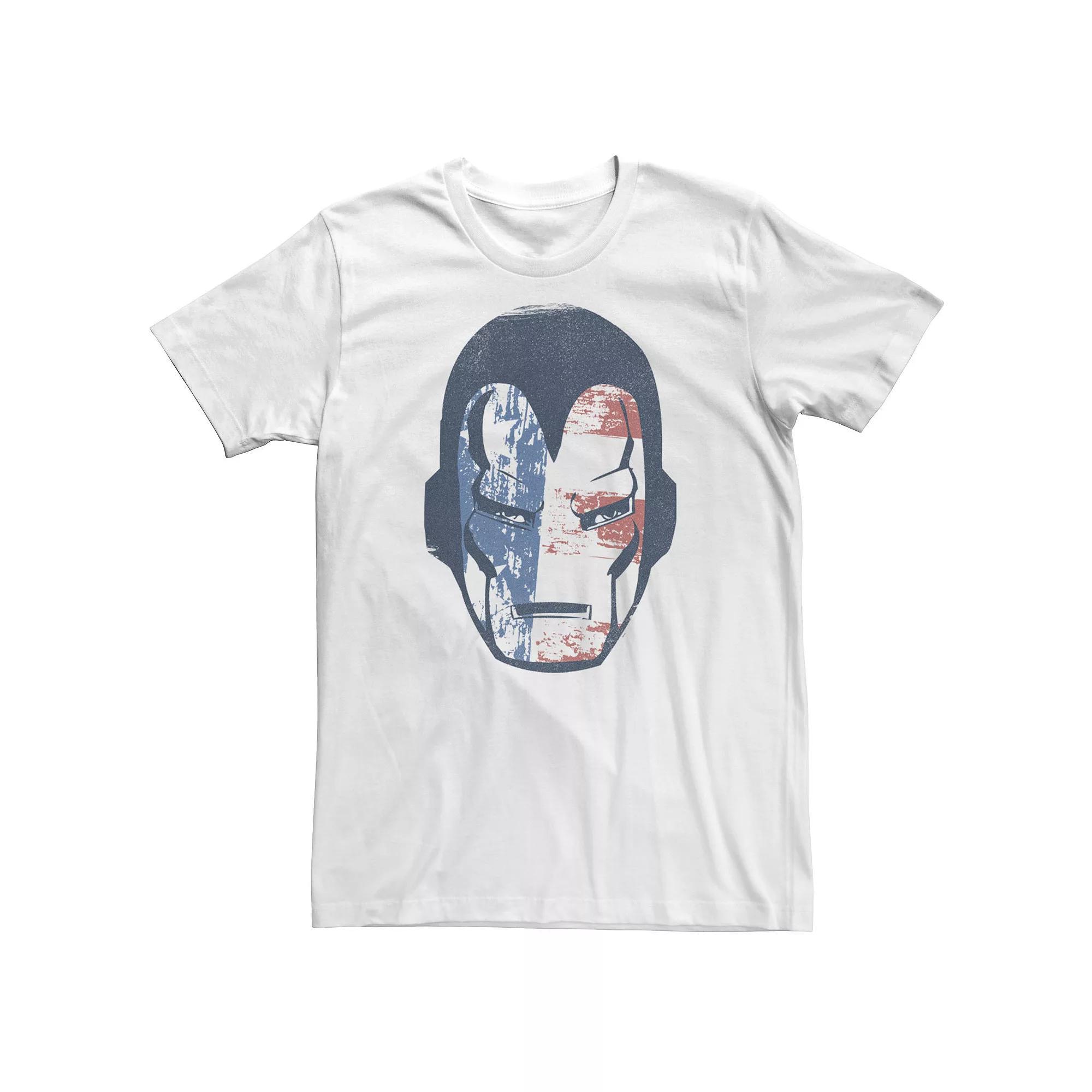 Big & Tall Marvel Iron Man American Flag Face Vintage Tee, Men's, Size: XL Tall, White Product Image