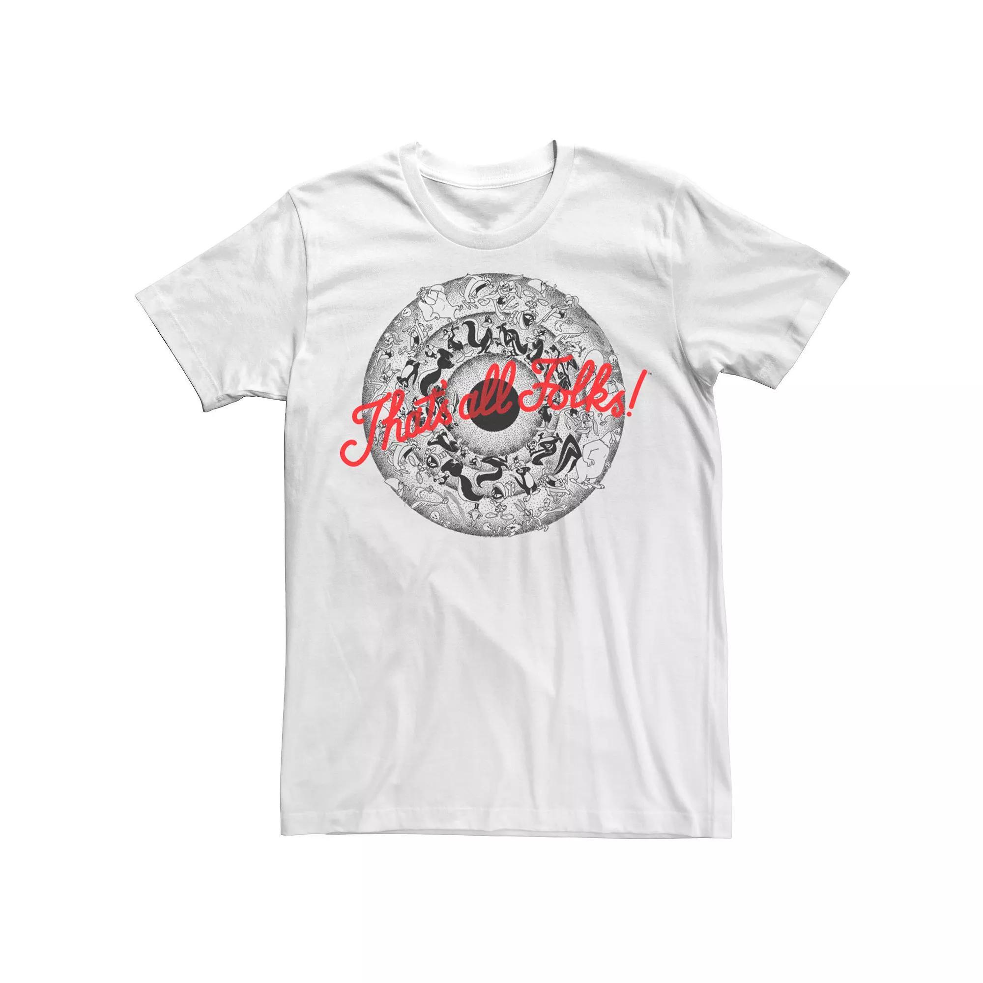 Men's Looney Tunes That?s All Folks Lineup Tee, Size: 3XL, White Product Image