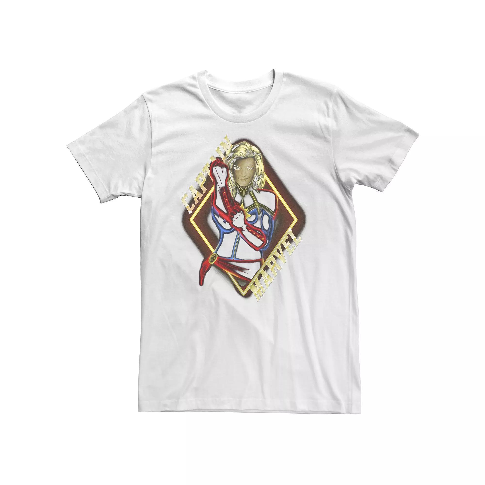 Big & Tall Marvel Captain Marvel Bold Neon Geometric Portrait Tee, Men's, Size: XL Tall, Black Product Image
