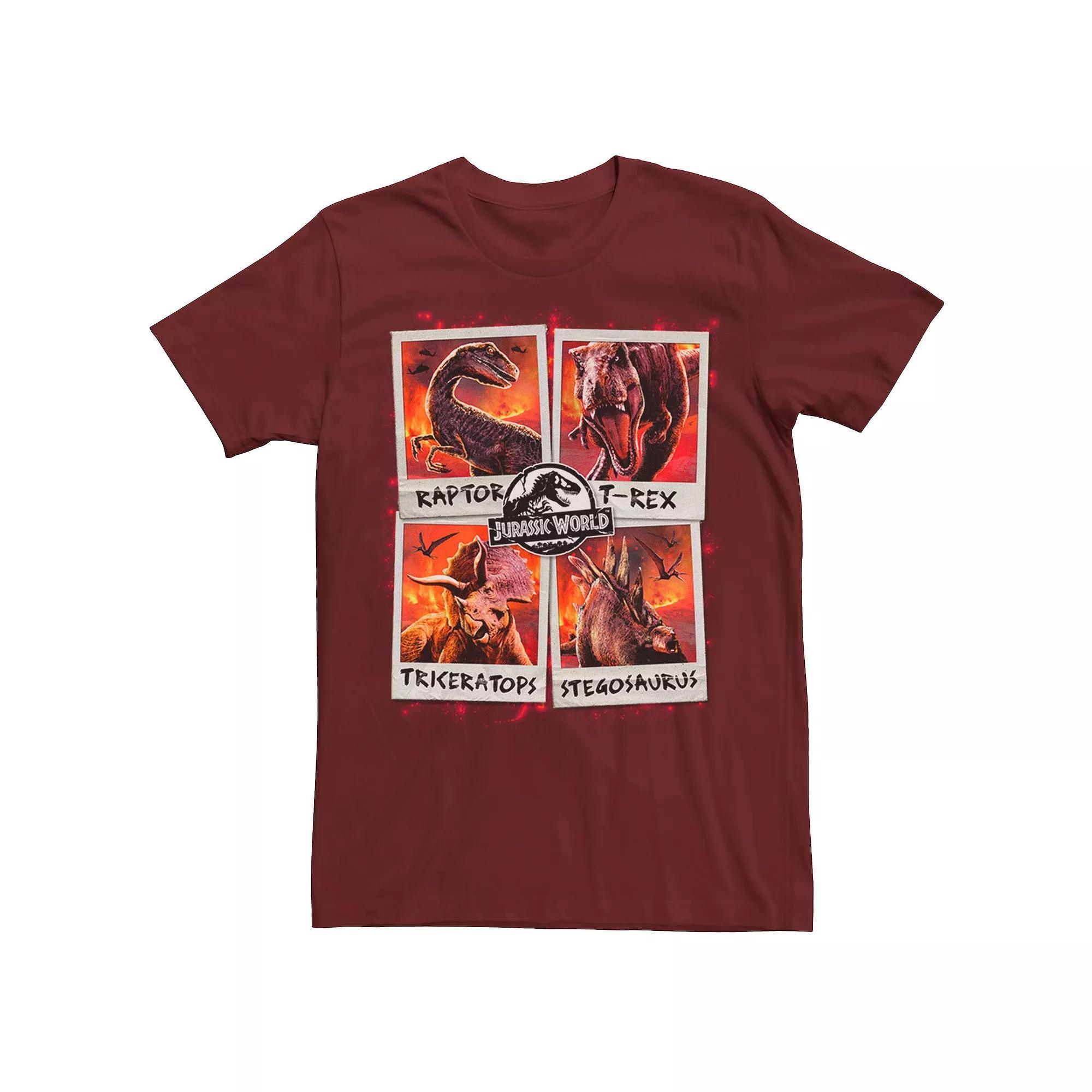 Men's Jurassic World Two Dino Vacation Polaroids Tee, Size: XXL, Red Product Image