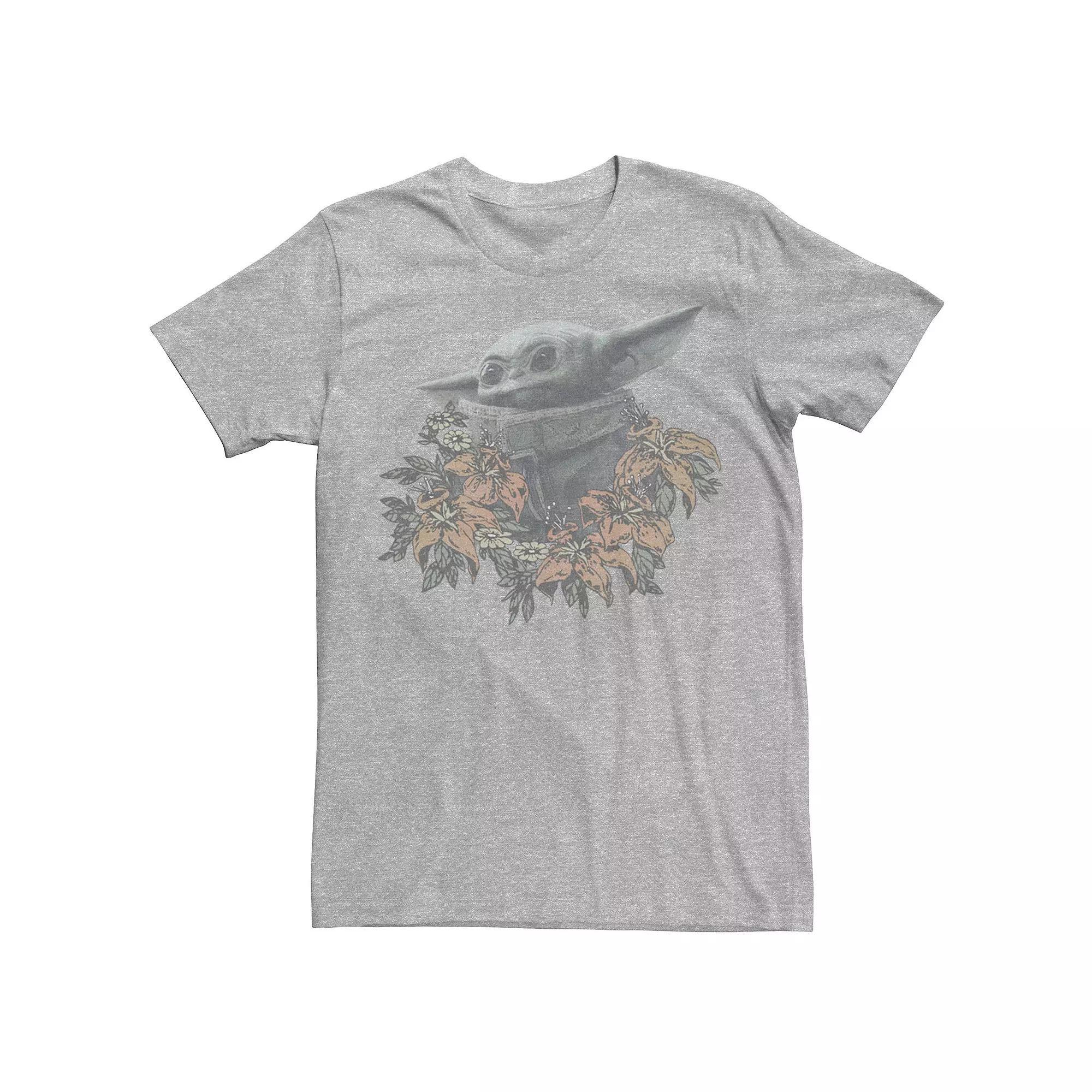 Men's Star Wars The Mandalorian Flower Child Tee, Size: Large, Athletic Grey Product Image