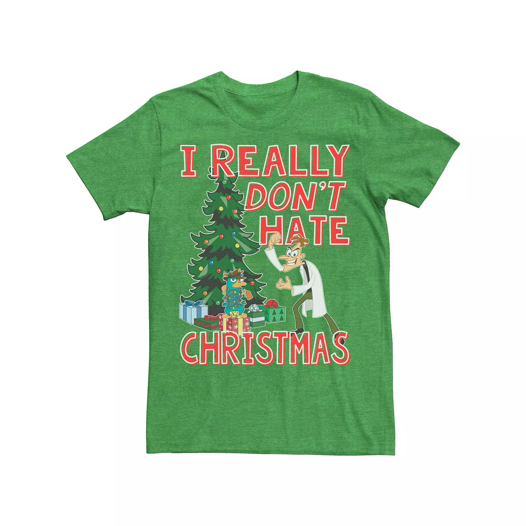 Disney's Phineas And Ferb DOOF Christmas Quote Men's Tee, Size: Large, Kelly Grey Product Image