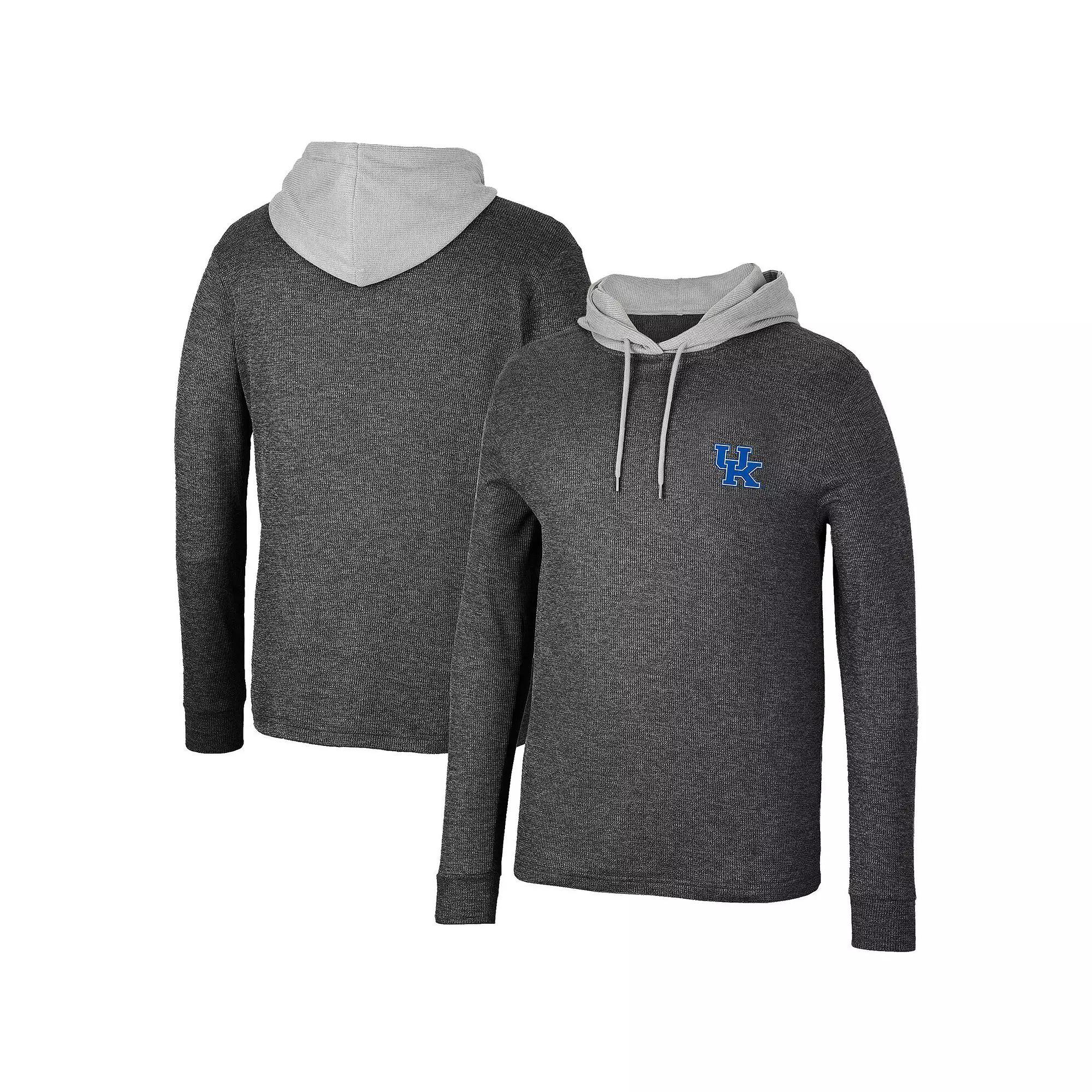 Men's Colosseum Black Kentucky Wildcats Ballot Waffle-Knit Thermal Long Sleeve Hoodie T-Shirt, Size: Small Product Image