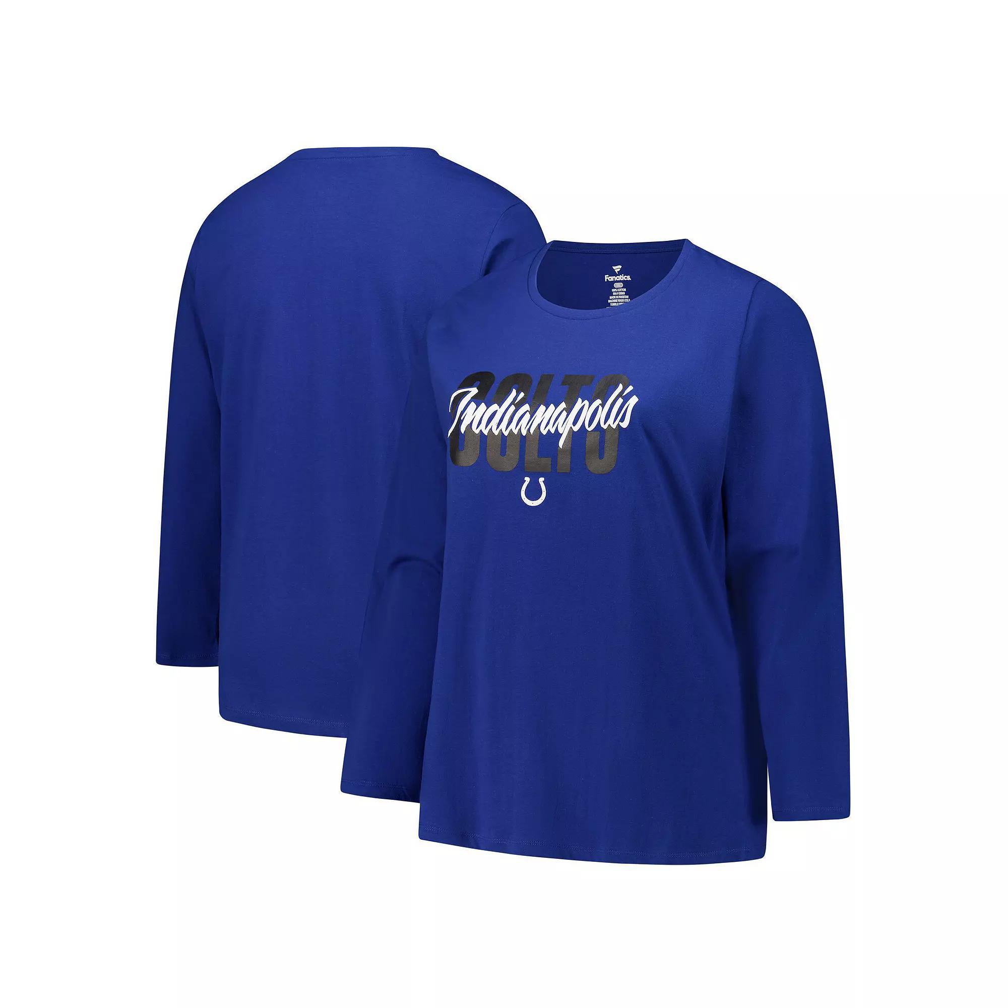 Women's Fanatics Royal Indianapolis Colts Long Sleeve Scoop Neck T-Shirt, Size: 4XL, Blue Product Image