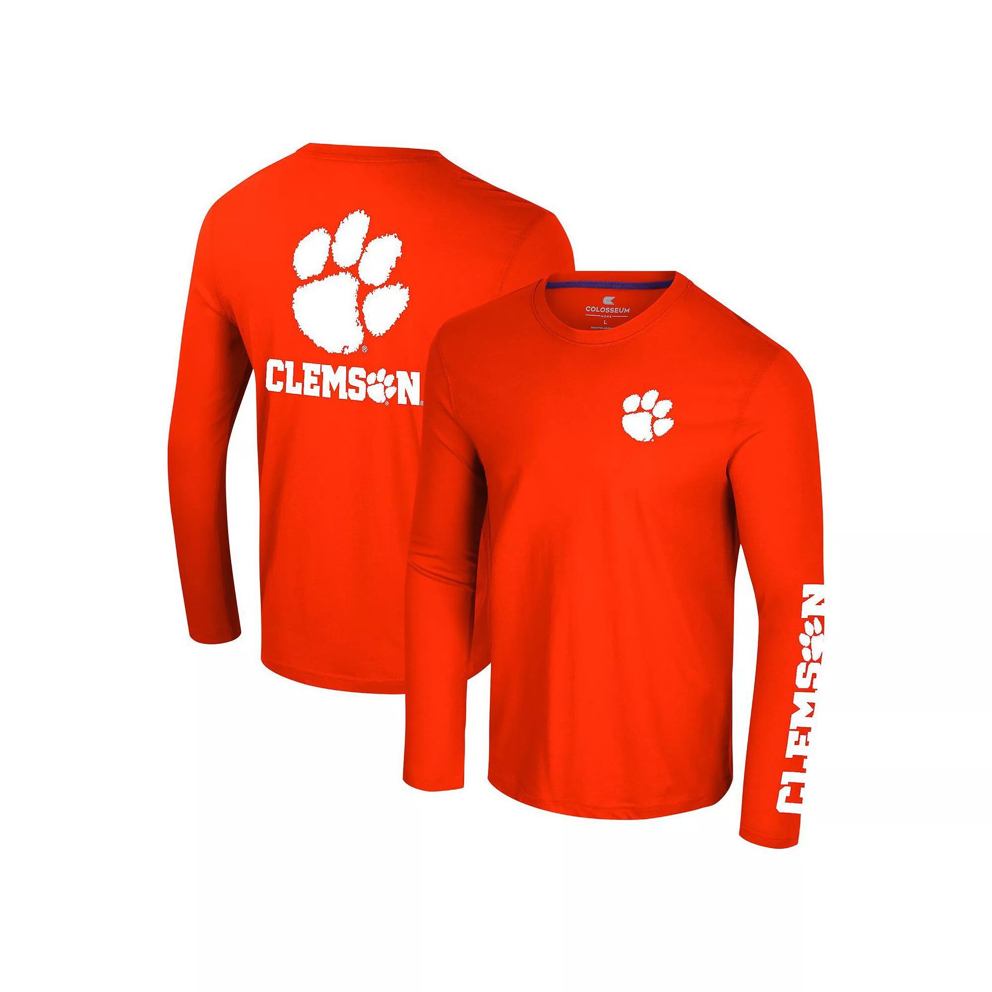 Men's Colosseum Orange Clemson Tigers Logo Lockup 3-Hit Active Blend Long Sleeve T-Shirt, Size: Medium Product Image