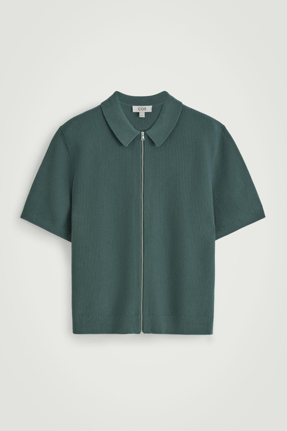 WAFFLE-KNIT COTTON ZIPPED SHIRT Product Image
