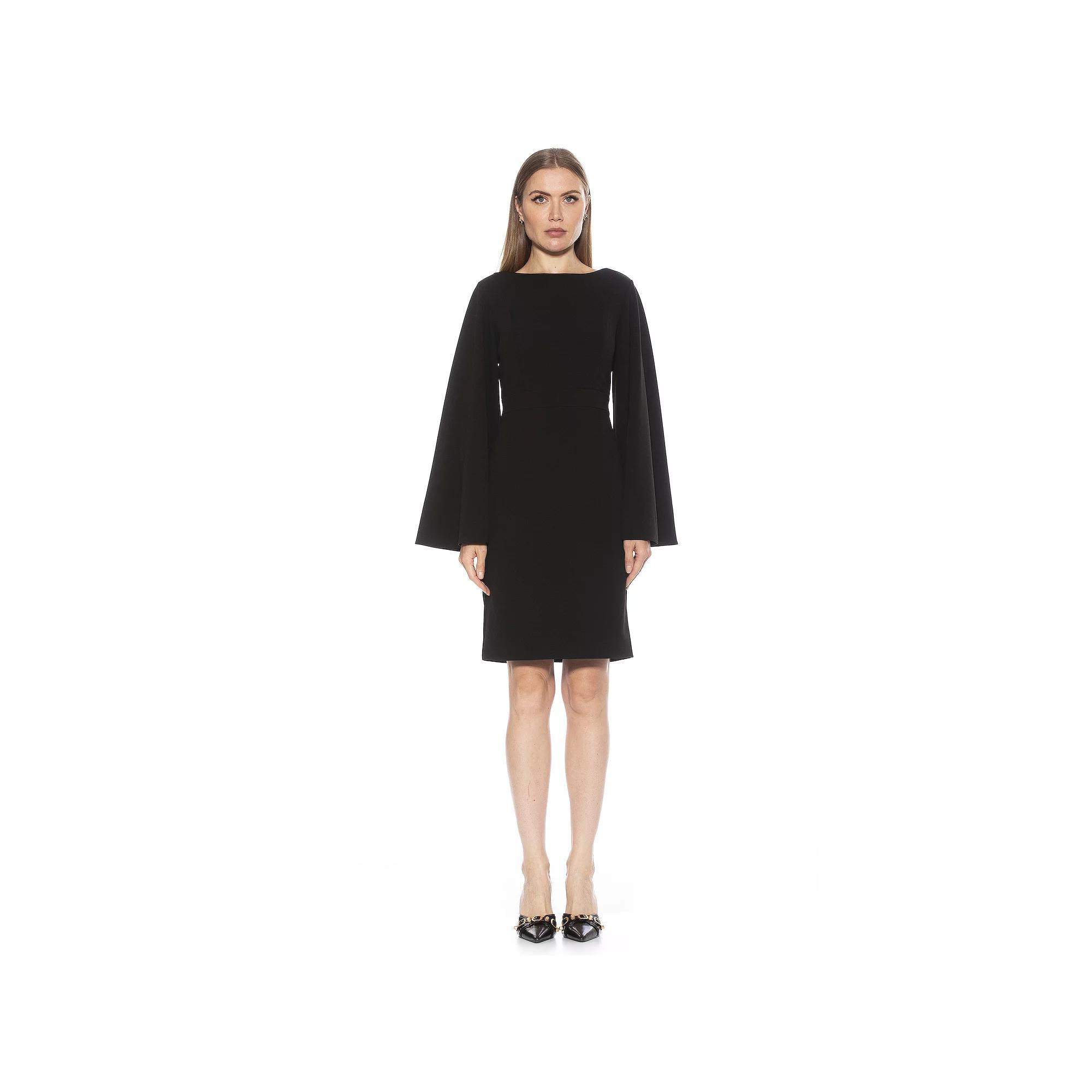 Women's ALEXIA ADMOR Bahari Boatneck Bell Sleeve Sheath Dress, Size: XS, Black Product Image