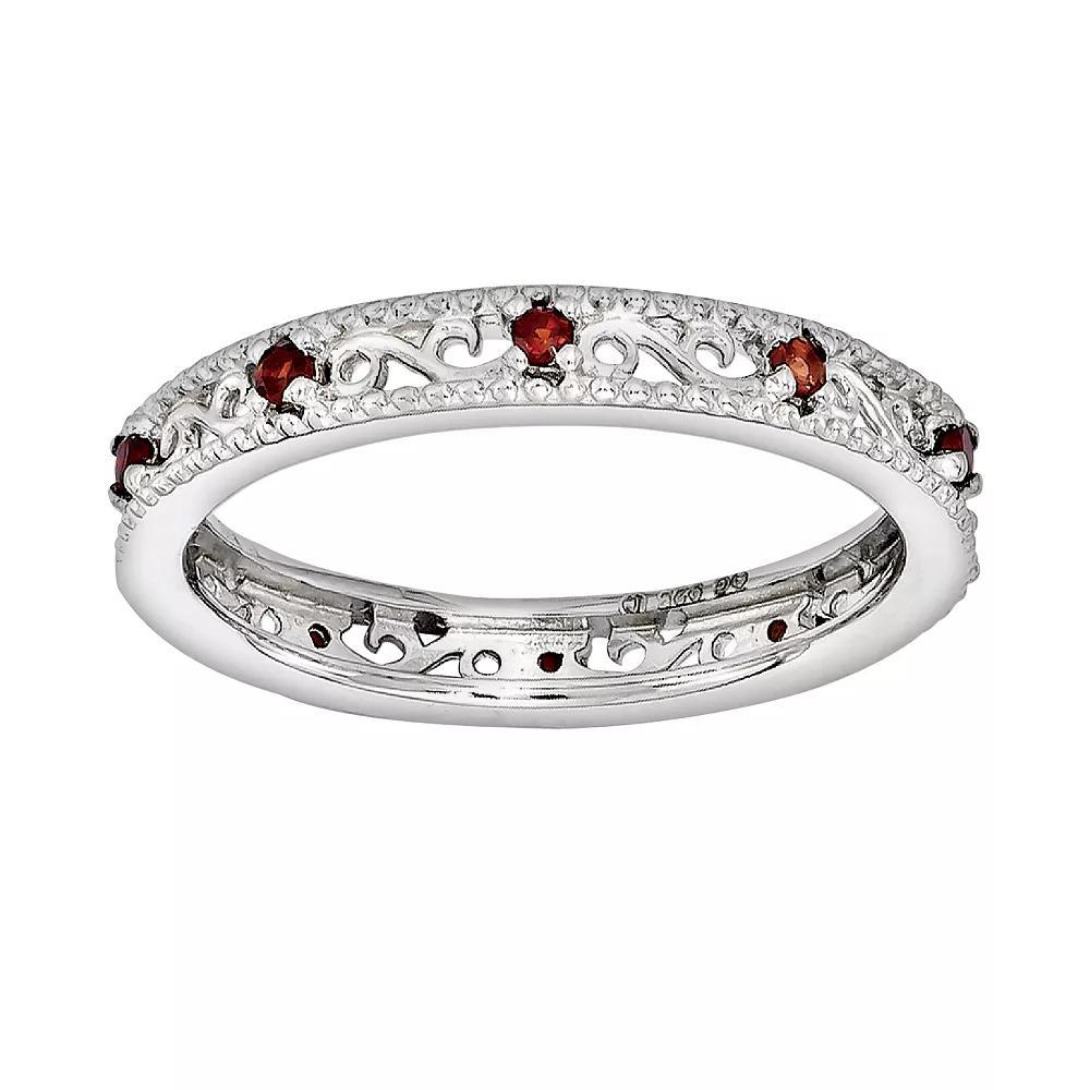 Stacks & Stones Sterling Silver Garnet Stack Ring, Women's, Size: 7, Red Product Image