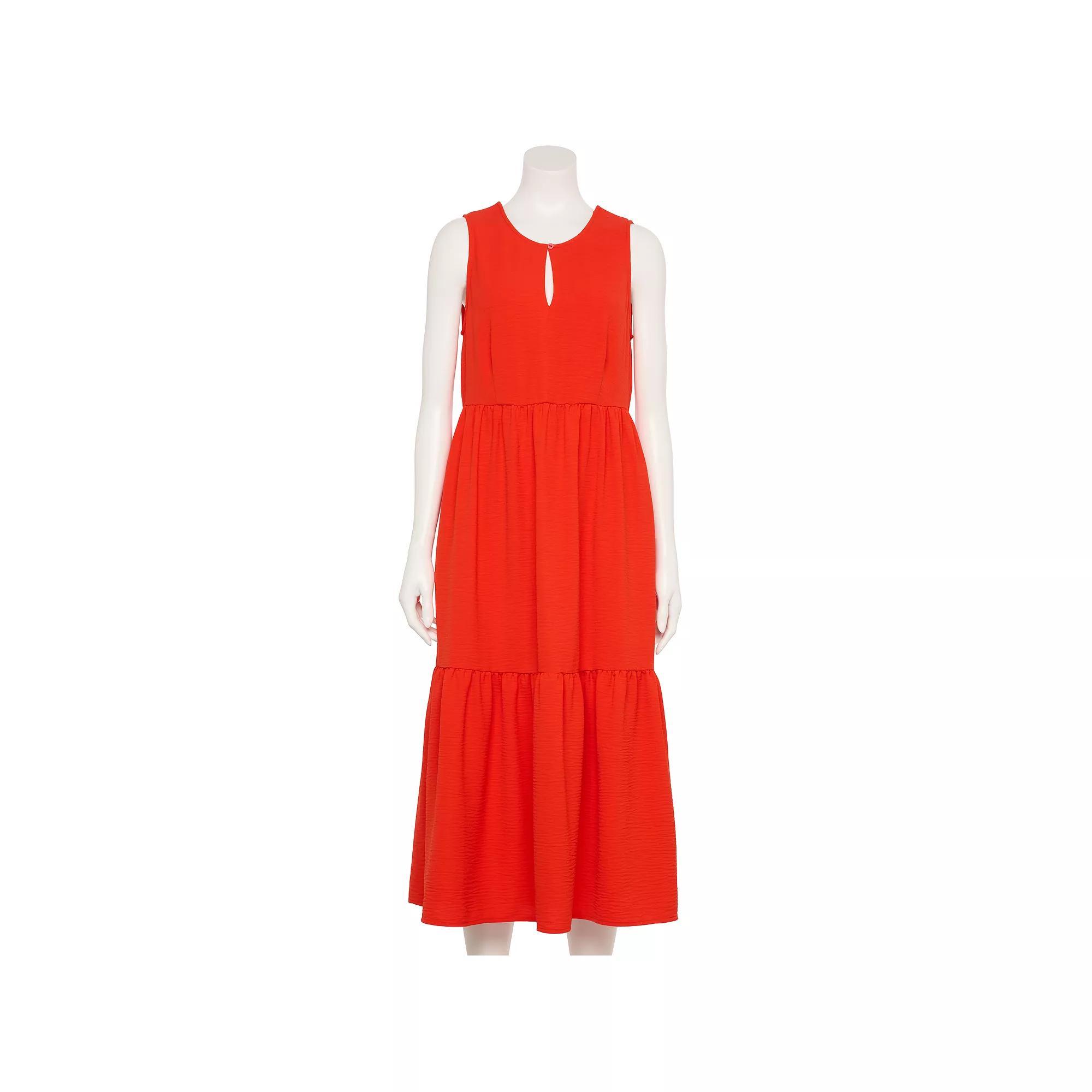 Women's Nine West Adaptive Tiered Maxi Dress, Size: XS, Raleigh Red Product Image
