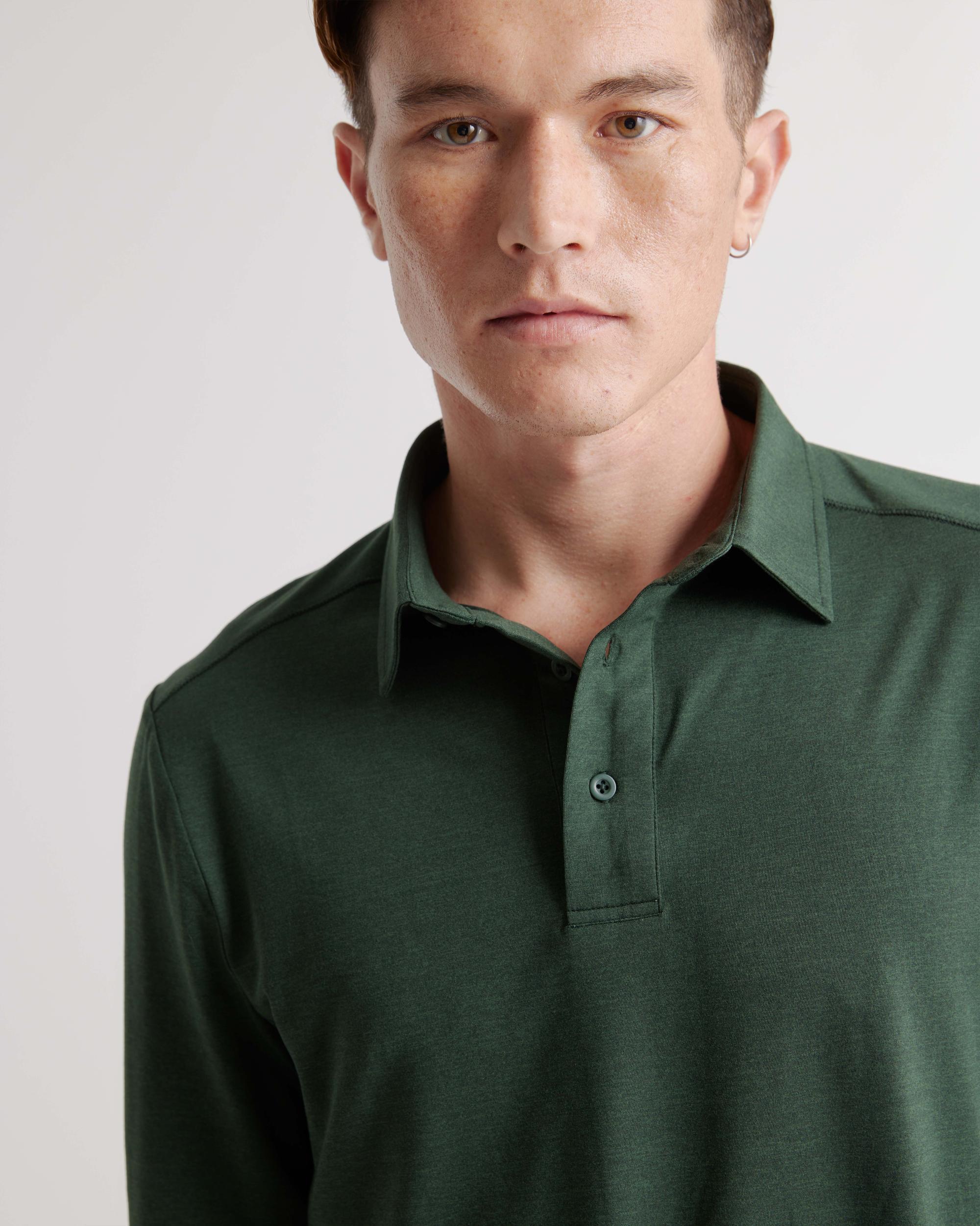 Quince | Men's Flowknit Breeze Performance Long Sleeve Polo Recycled Polyester Product Image