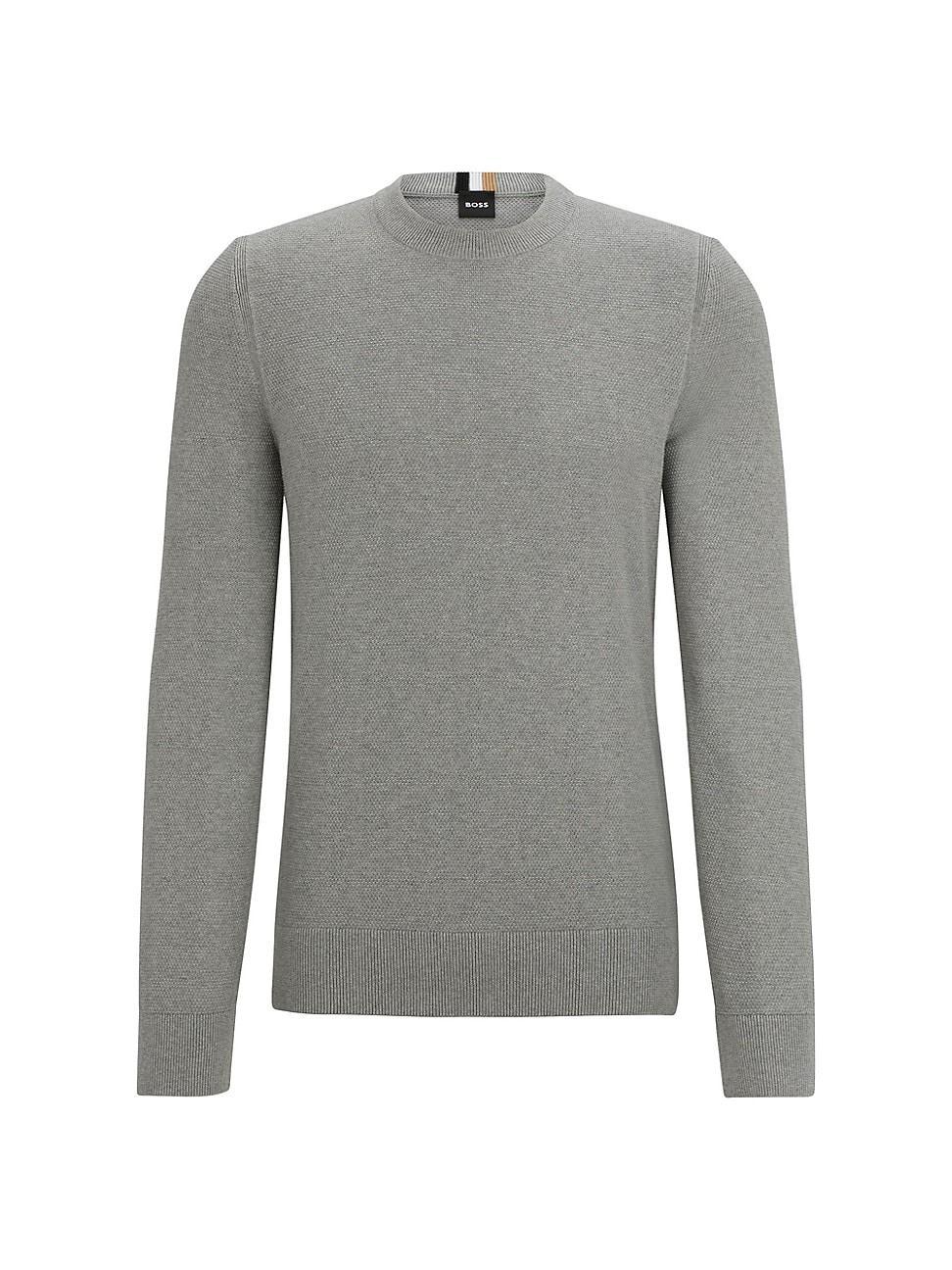 Mens Micro-Structured Crew-Neck Sweater in Cotton Product Image