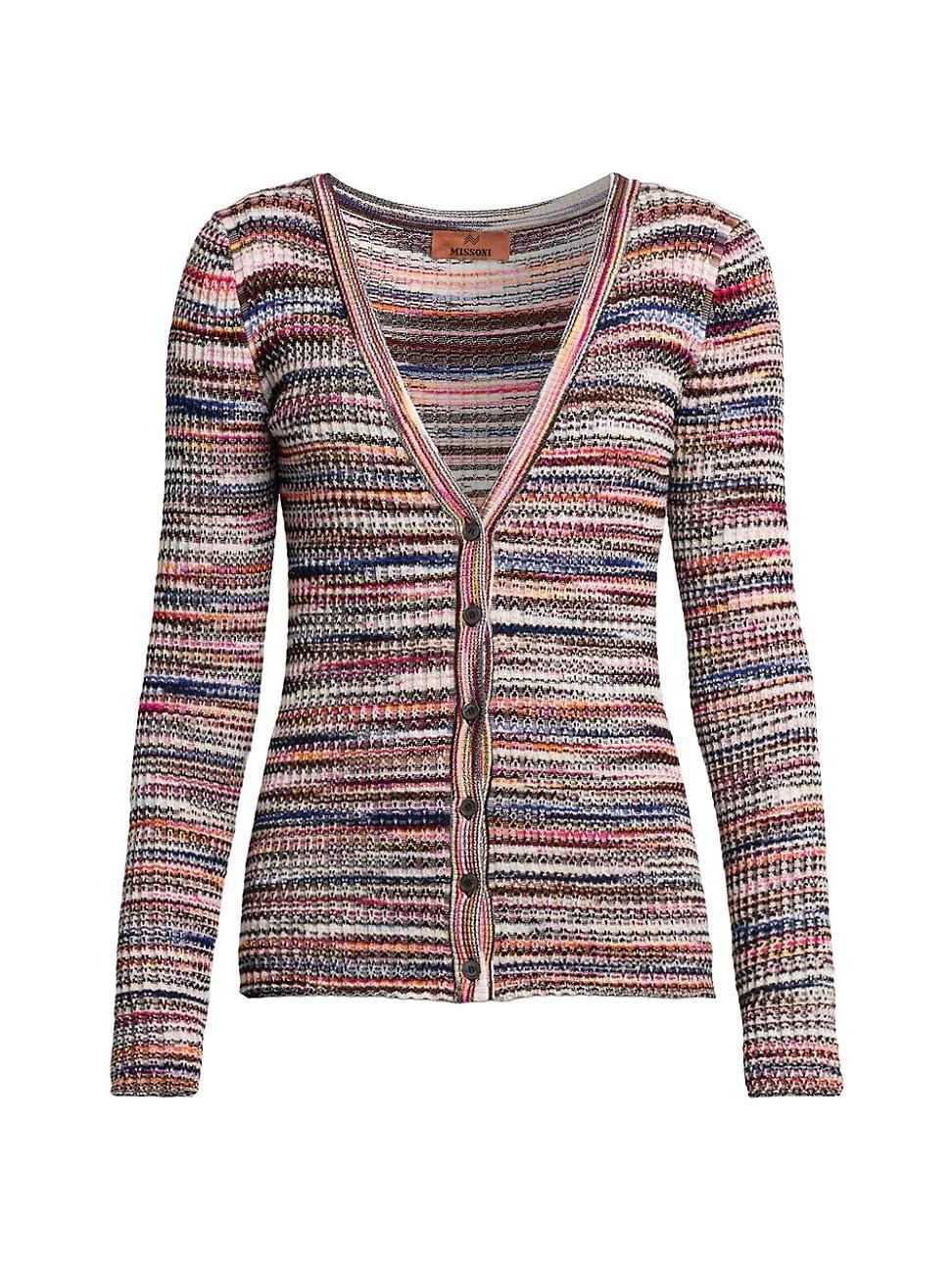 Womens Space-Dyed V-Neck Cardigan Product Image