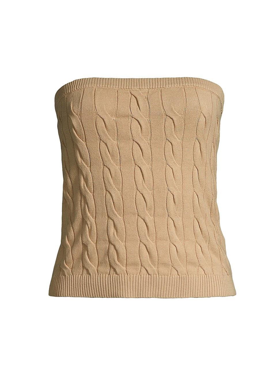 Womens Cotton Cable-Knit Strapless Top Product Image