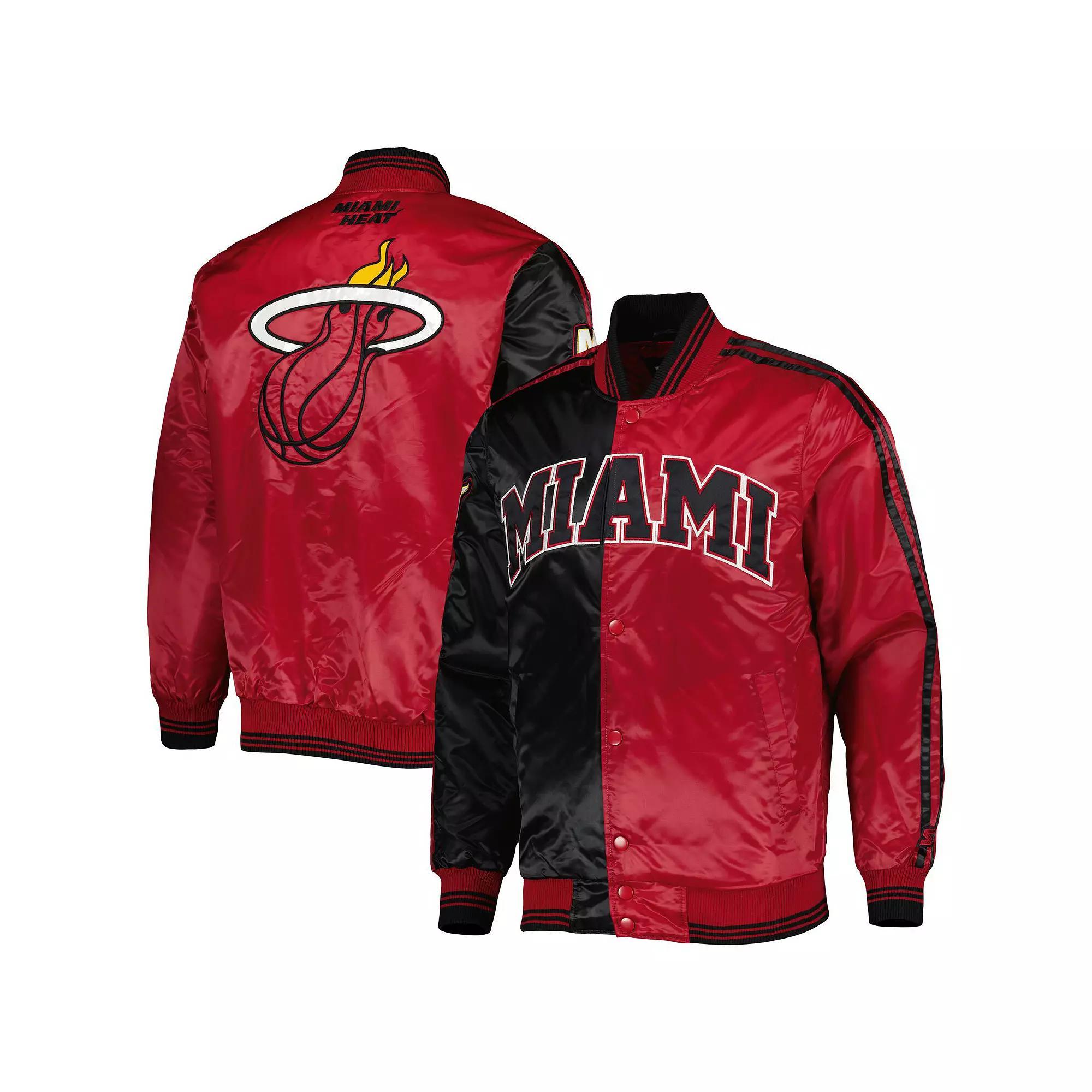 Mens Starter /Red Miami Heat Fast Break Satin Full-Snap Jacket Product Image