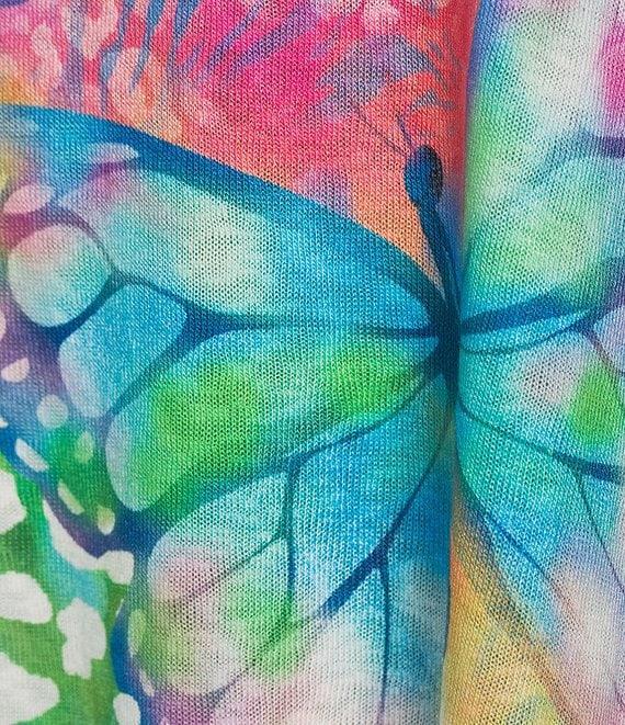 Ali Miles Floral Butterfly Printed Scoop Neck 3/4 Sleeve Top Product Image