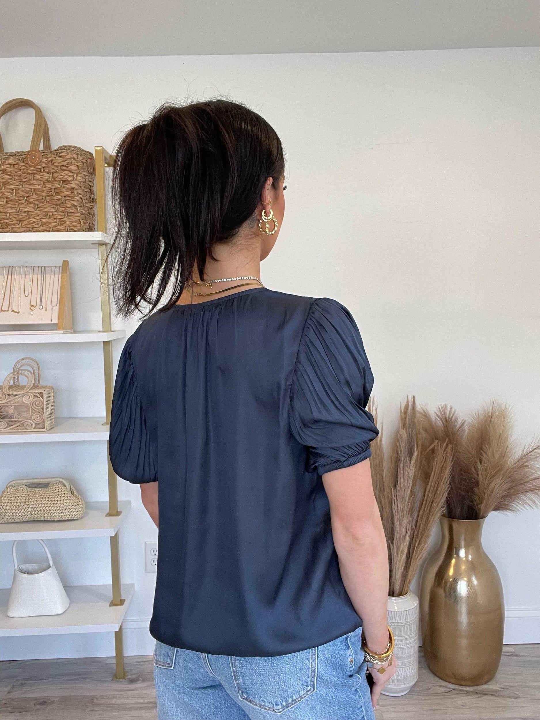 FINAL SALE Nova Pleated Puff Sleeve Top Product Image