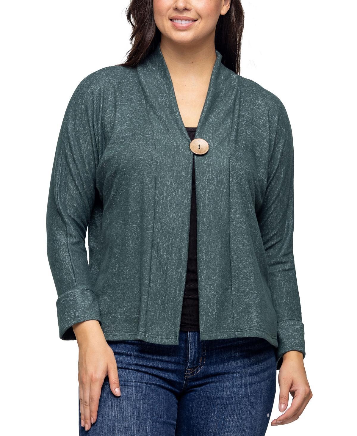 Women's 24Seven Comfort Apparel Single Button Cardigan, Size: XL, Hunter Product Image