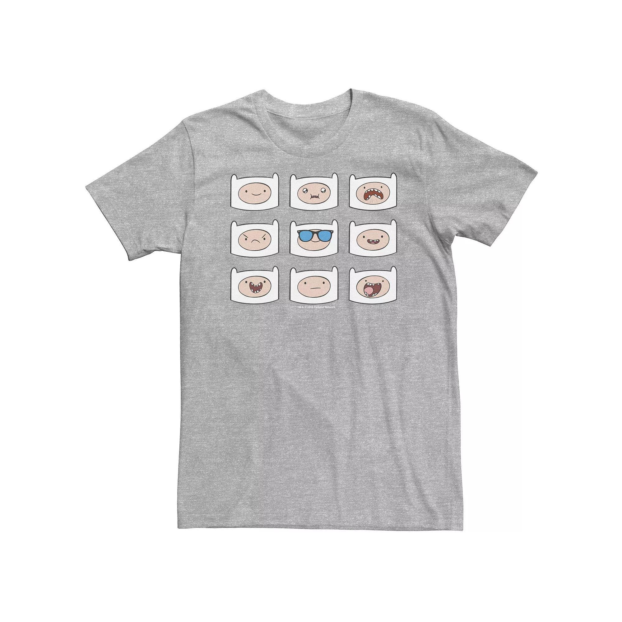 Big & Tall Adventure Time Finn's Many Faces Grid Tee, Men's, Size: 4XL, Navy Grey Product Image