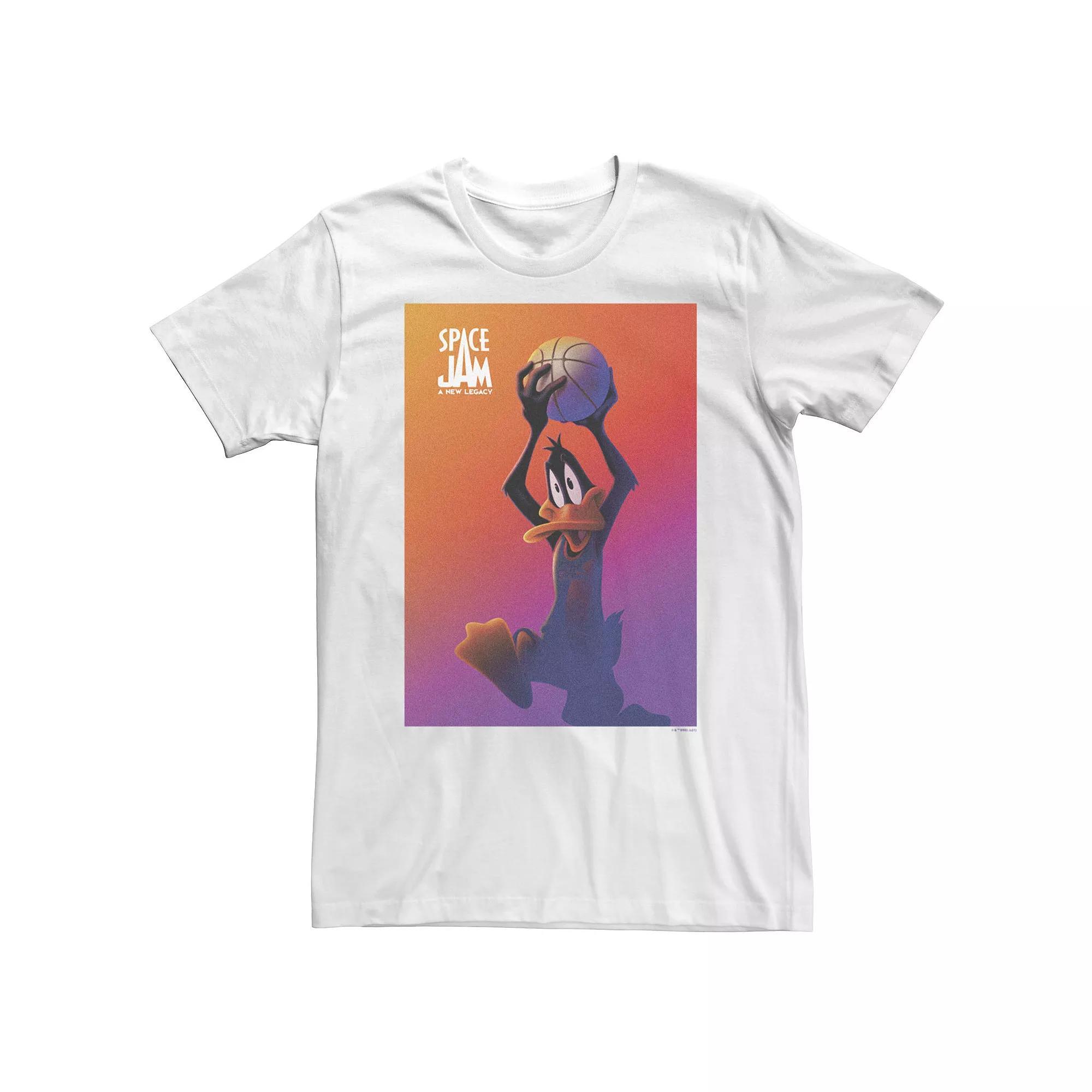 Big & Tall Space Jam: A New Legacy Daffy Duck With Basketball Poster Tee, Men's, Size: 4XL, White Product Image