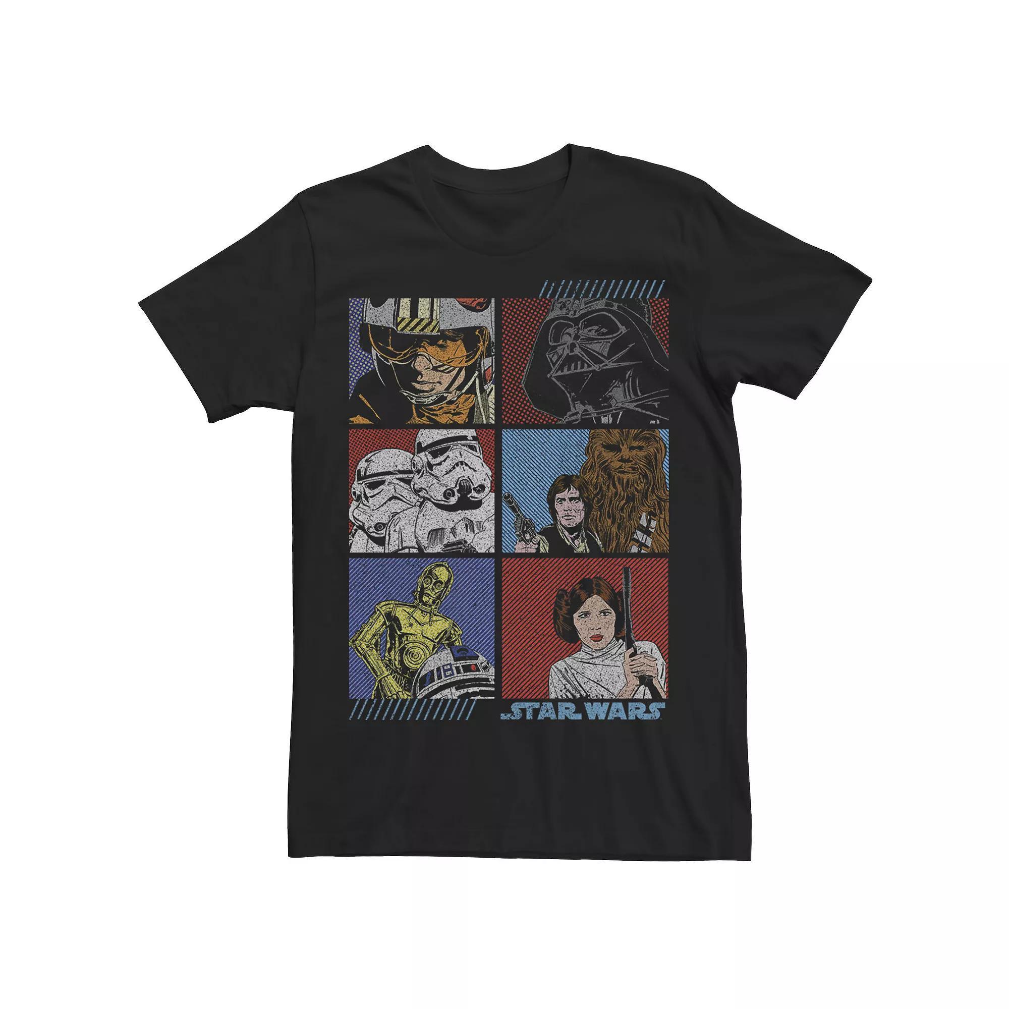 Men's Star Wars Comic Strip Cartoon Group Tee, Size: 3XL, Black Product Image