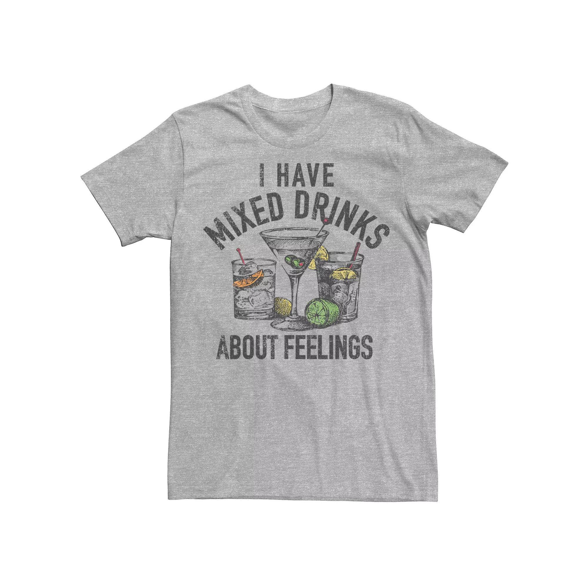 Men's "I Have Mixed Drinks About Feelings" Tee, Size: XL, Athletic Grey Product Image