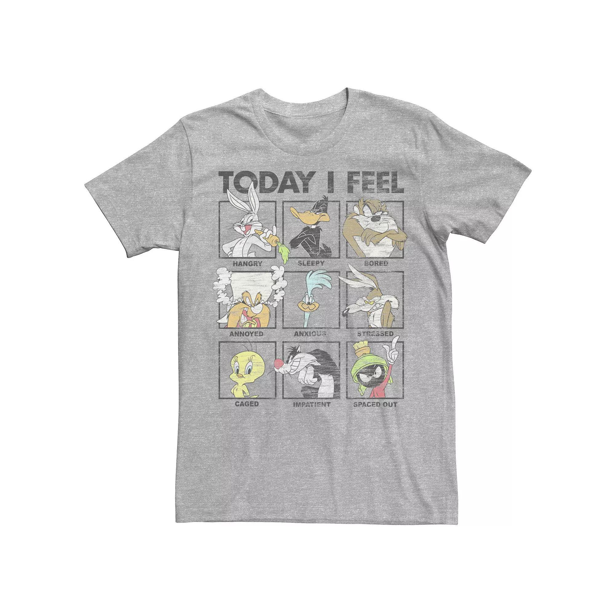Men's Looney Tunes Today I Feel Group Box Up Tee, Size: Medium, Athletic Grey Product Image