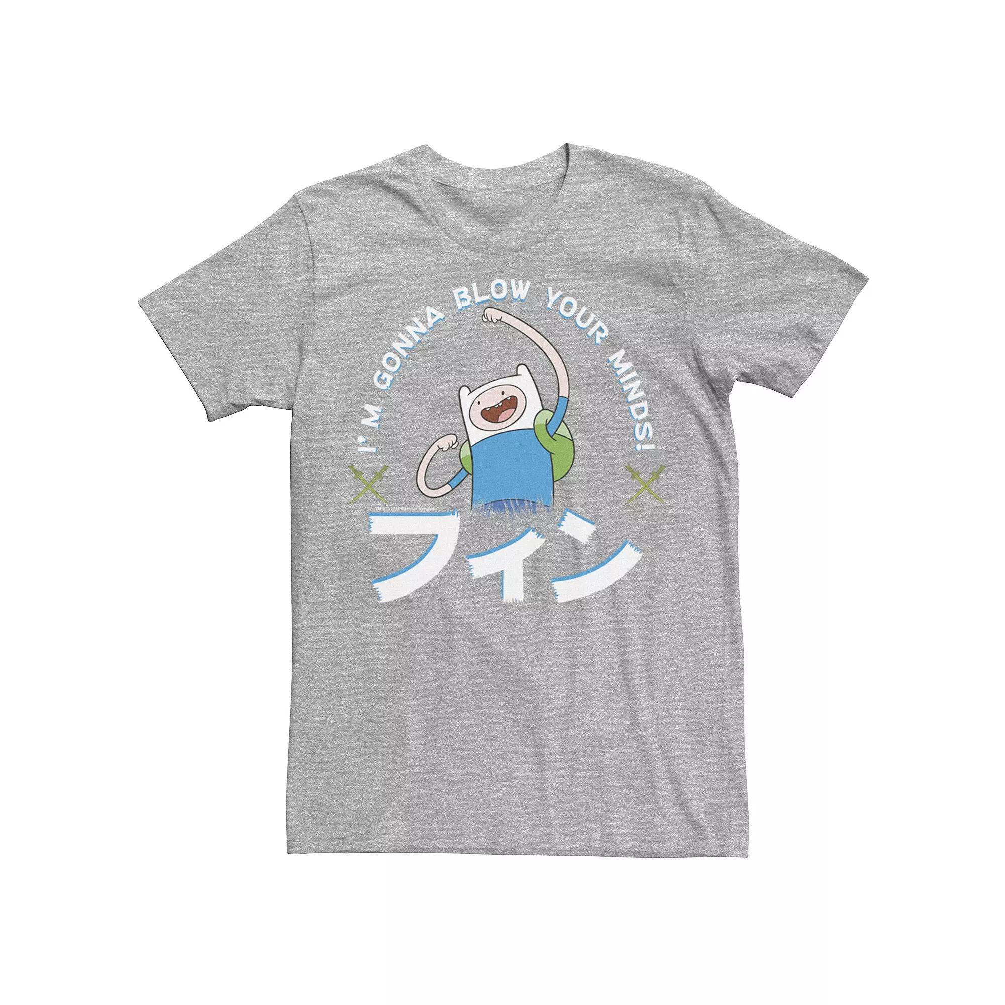 Men's Adventure Time Finn I'm Gonna Blow Your Minds Kanji Portrait Tee, Size: Large, Black Product Image
