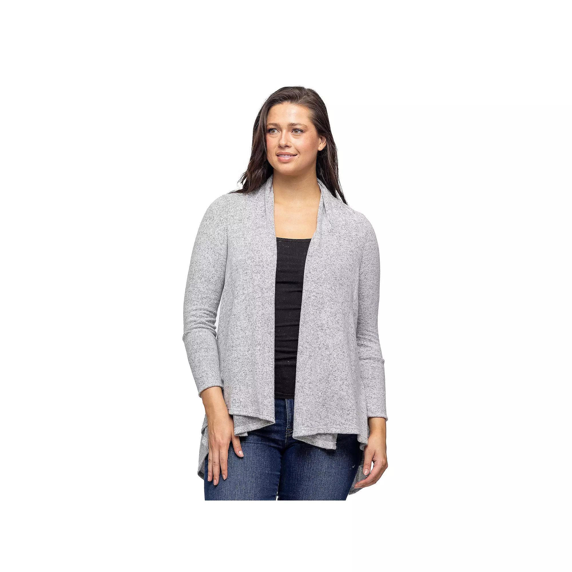 Women's 24Seven Comfort Apparel Open Front High Low Cozy Cardigan, Size: Small, Gray Product Image