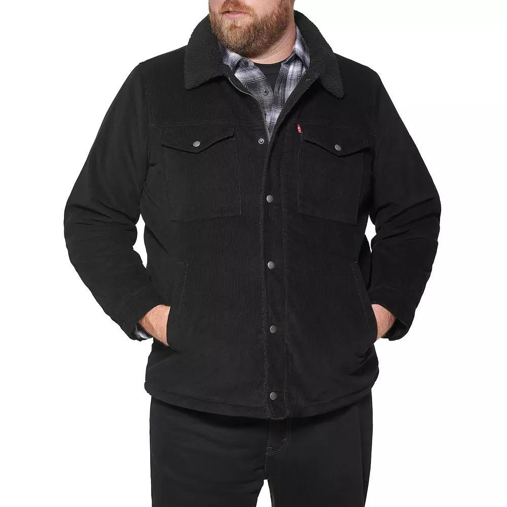 Big & Tall Levi's® Classic Corduroy Sherpa-Lined Trucker Jacket, Men's, Size: Large Tall, Black Product Image