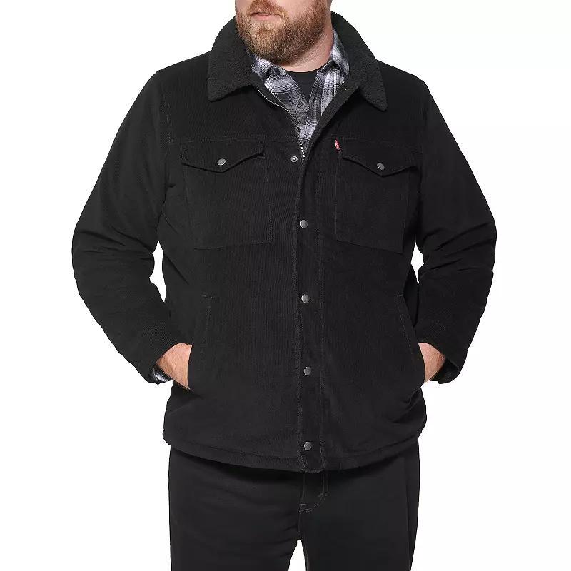 Big & Tall Levi's® Classic Corduroy Sherpa-Lined Trucker Jacket, Men's, Size: Large Tall, Black Product Image