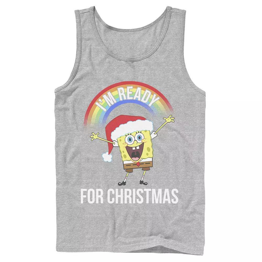 Mens Spongebob Im Ready For Christmas Rainbow Tank Top Blue Product Image