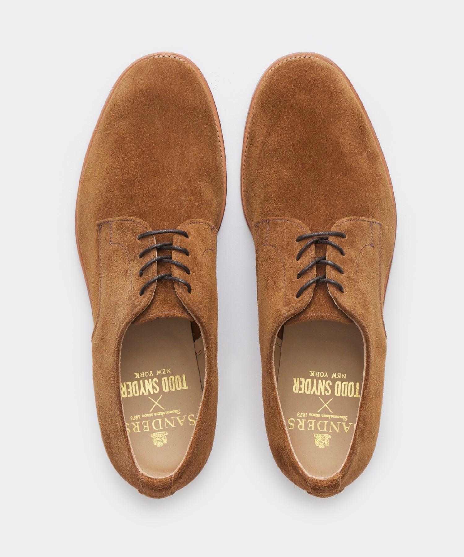 Todd Snyder x Sanders Archie Unconstructed Lace-up Derby in Tobacco Suede Product Image