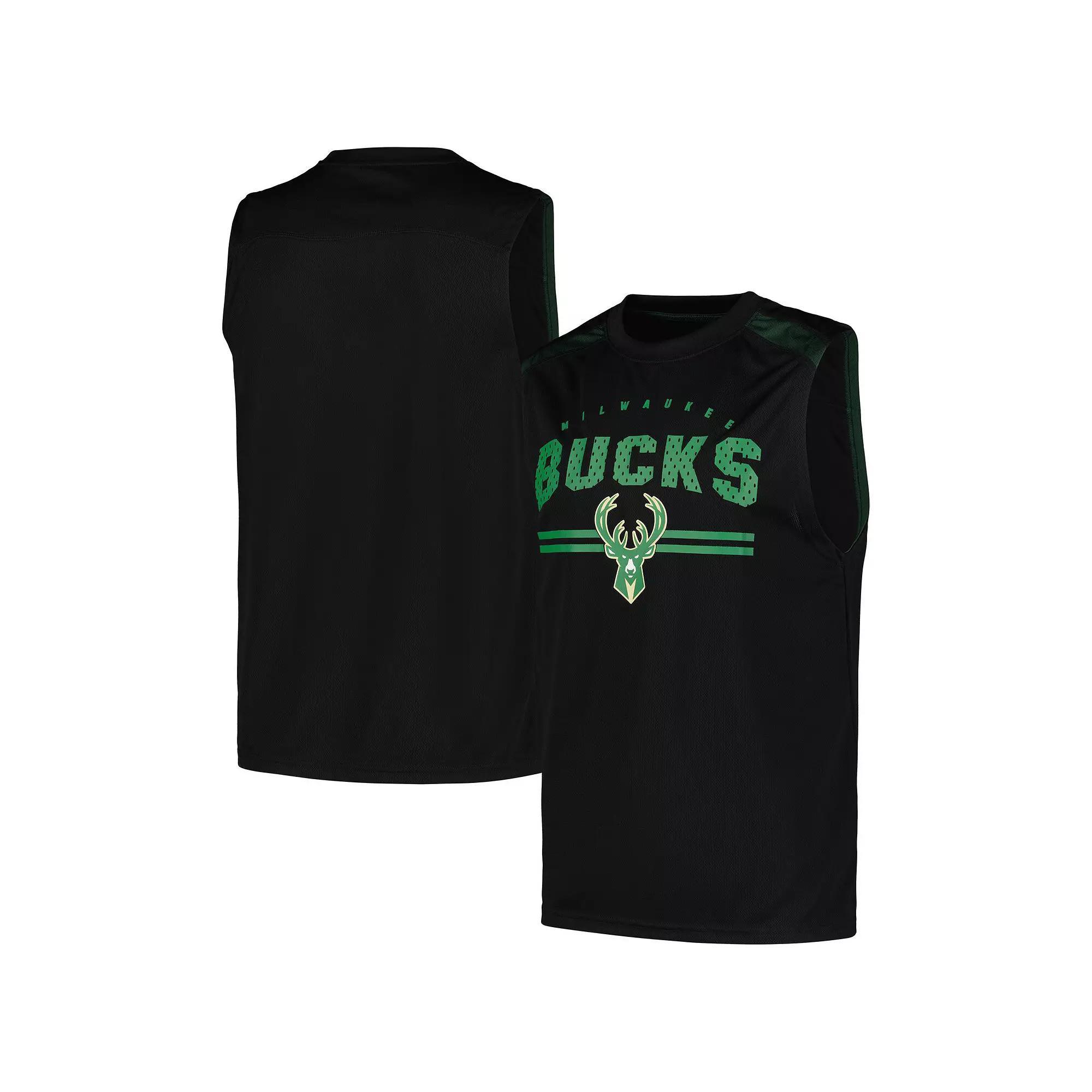 Men's Fanatics Black Milwaukee Bucks Birdseye Muscle Tank Top, Size: Medium Product Image