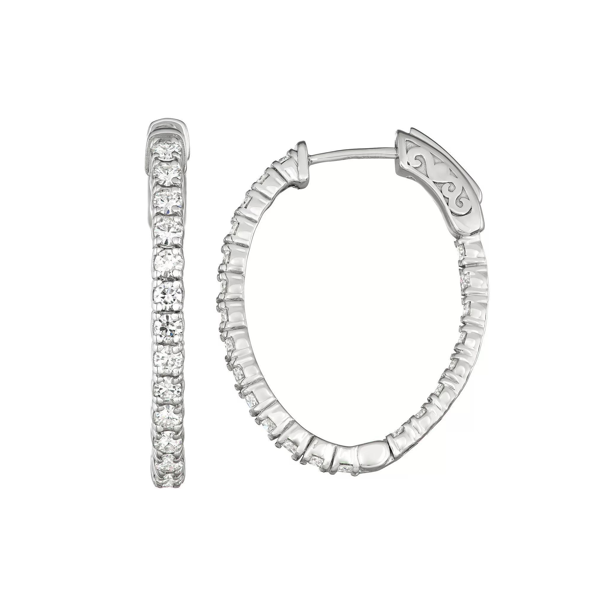 Charles & Colvard 14k White Gold 1 3/4 Carat T.W. Lab-Created Moissanite Hoop Earrings, Women's Product Image