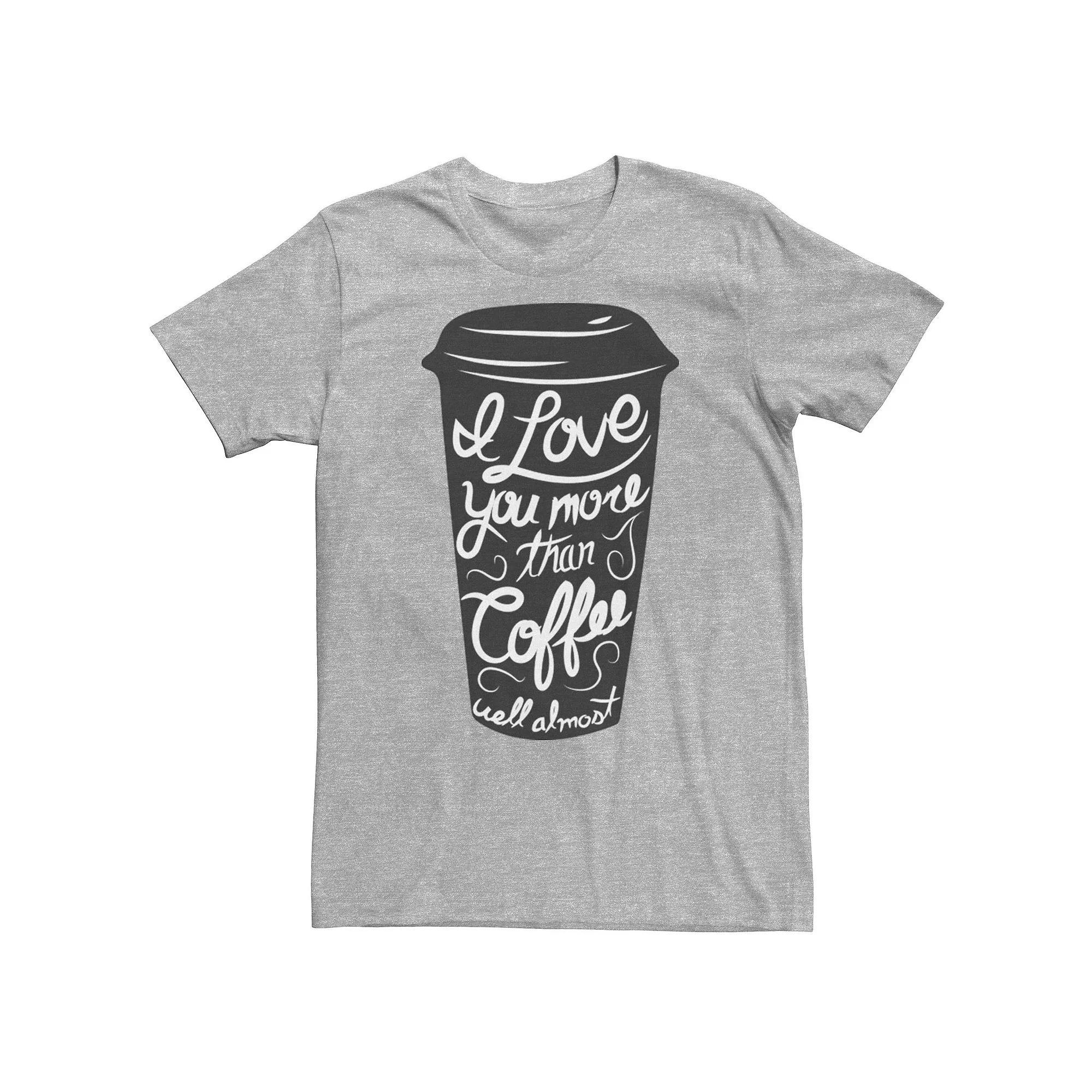 Men's I Love You More Than Coffee Almost To-Go Cup Graphic Tee, Size: XL, Athletic Grey Product Image