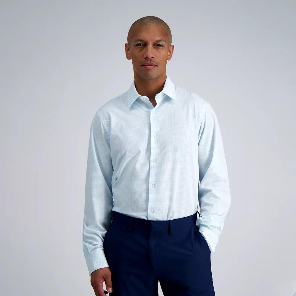 Men's Haggar® Smart Wash® Slim Fit Wrinkle Free Dress Shirt, Size: 17.5-34/35, Blue Graph Check Product Image