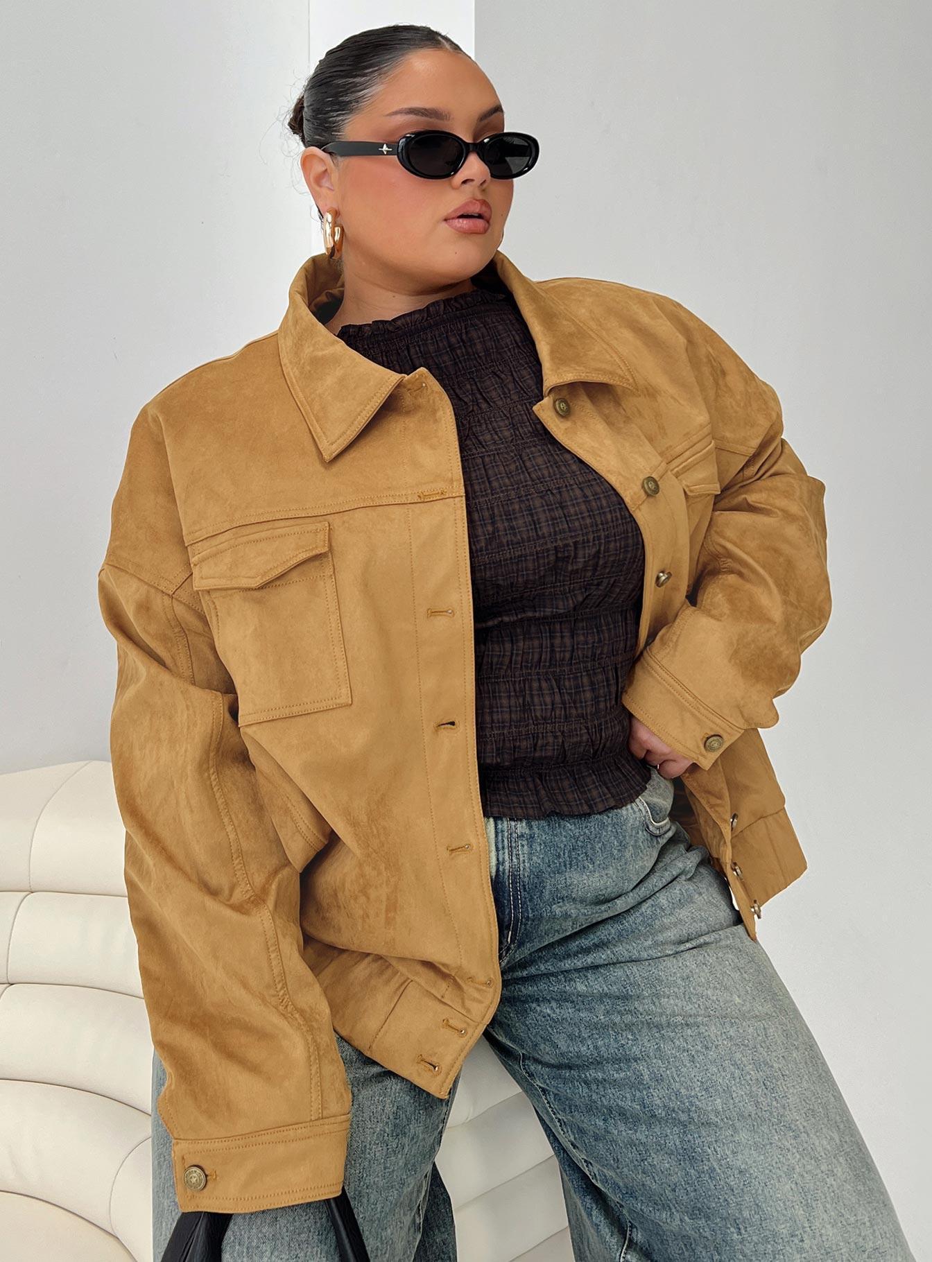Ristretto Faux Suede Bomber Brown Product Image