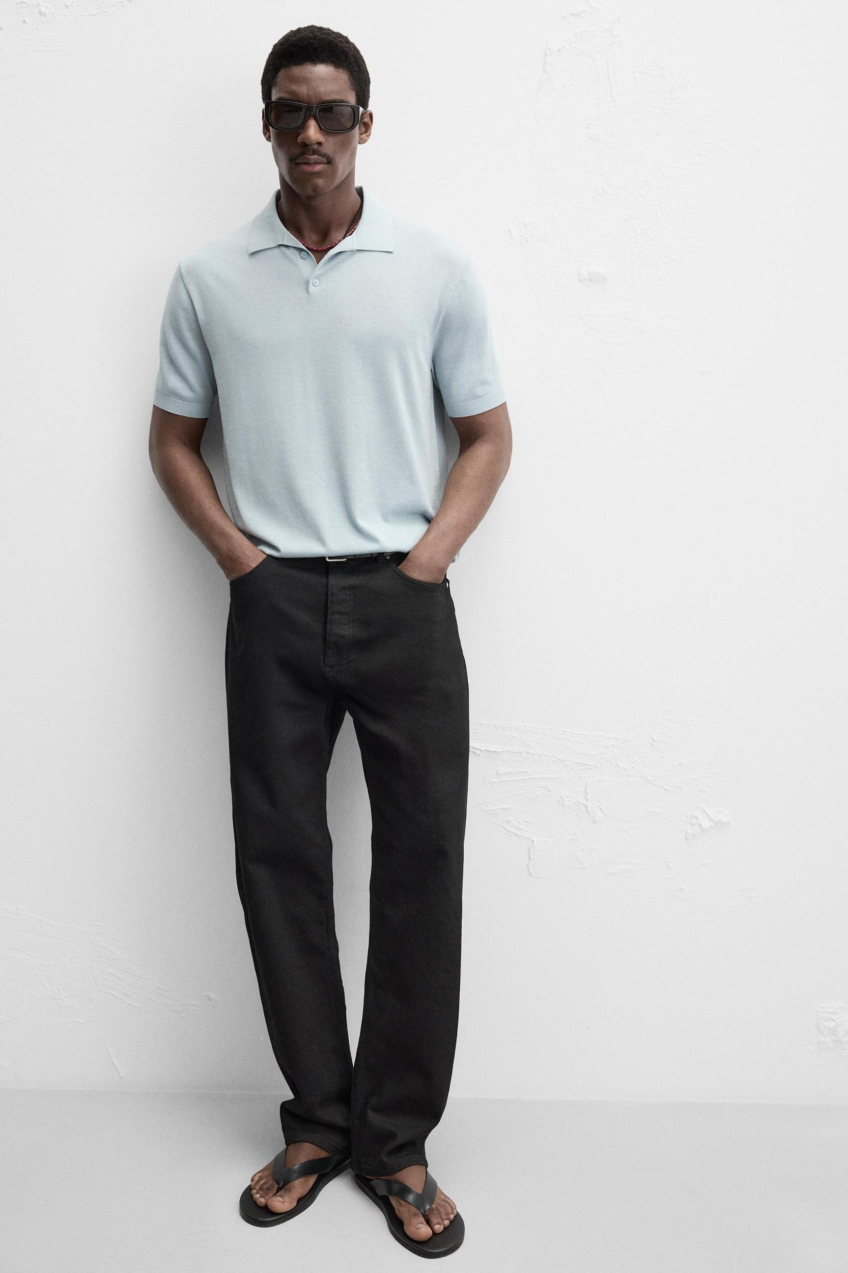 COTTON-SILK KNIT POLO Product Image