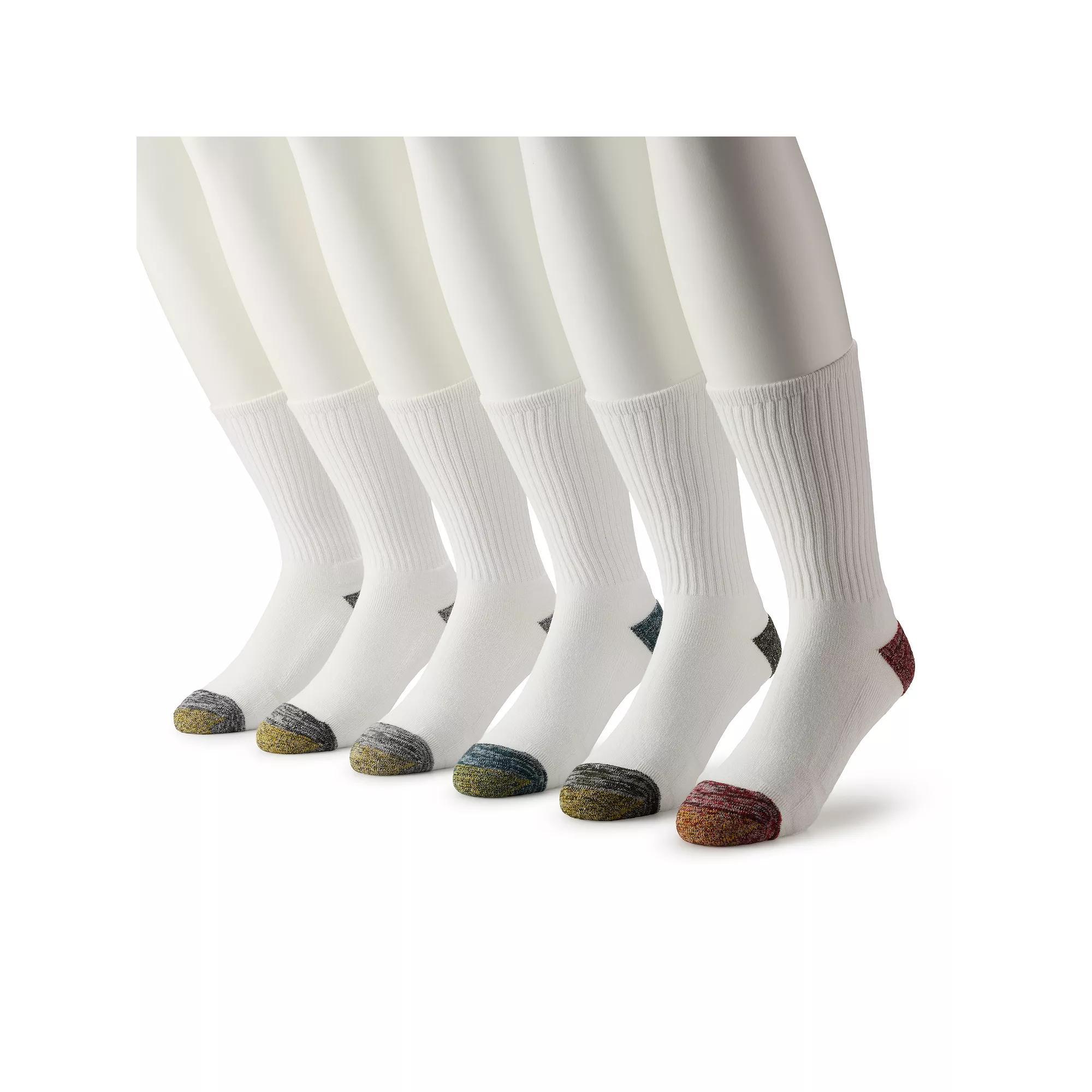 Mens GOLDTOE 6-Pack Athletic FIT TEC Cushion Crew Socks Product Image