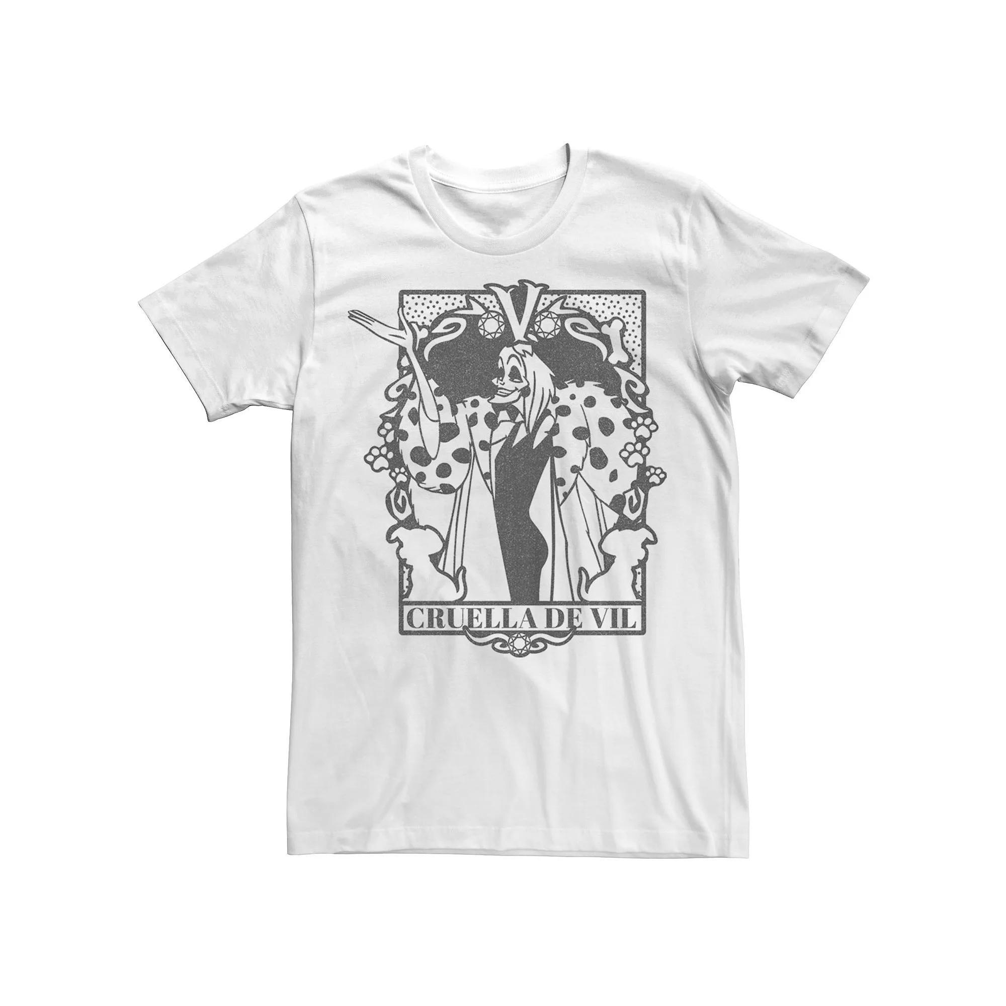 Disney's 101 Dalmatians Cruella De Vil Men's Tarot Card Tee, Size: Small, White Product Image