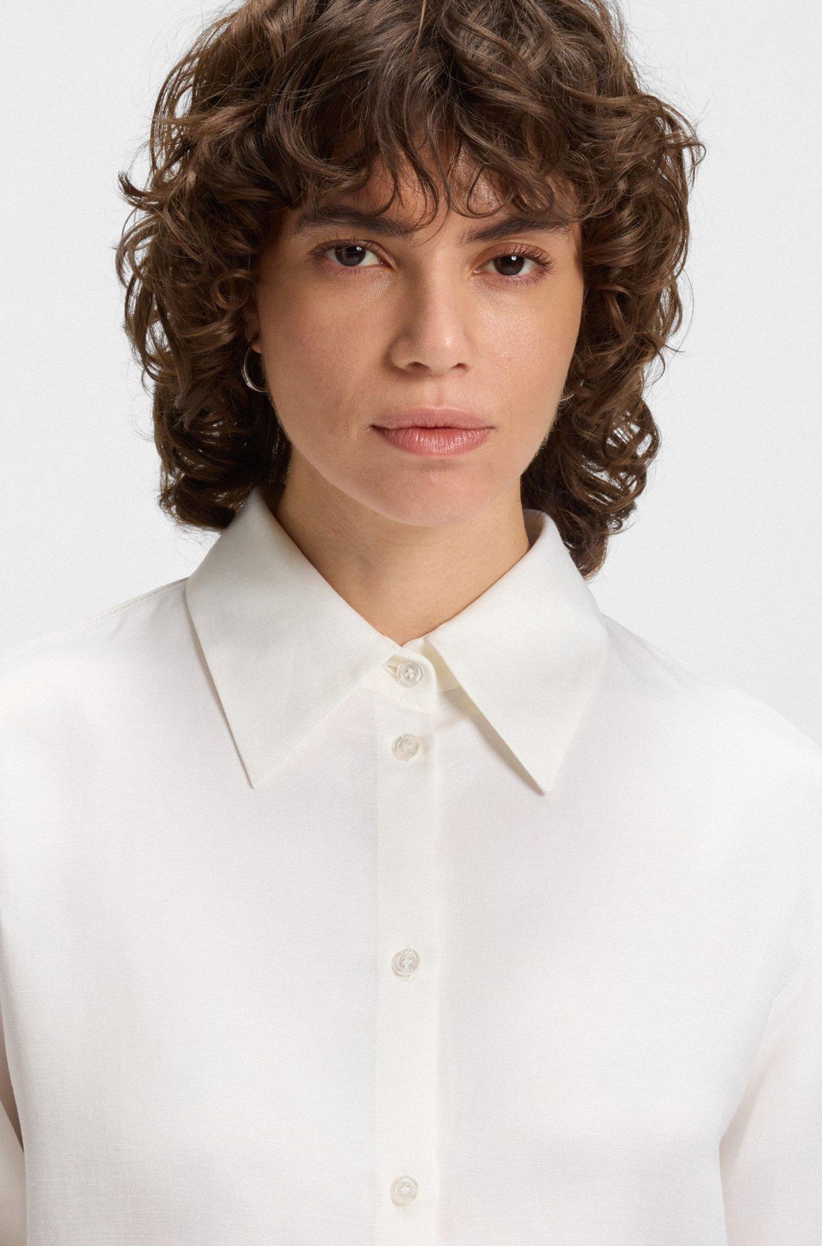 BOSS - Tailored blouse with crochet-effect trims - White Product Image
