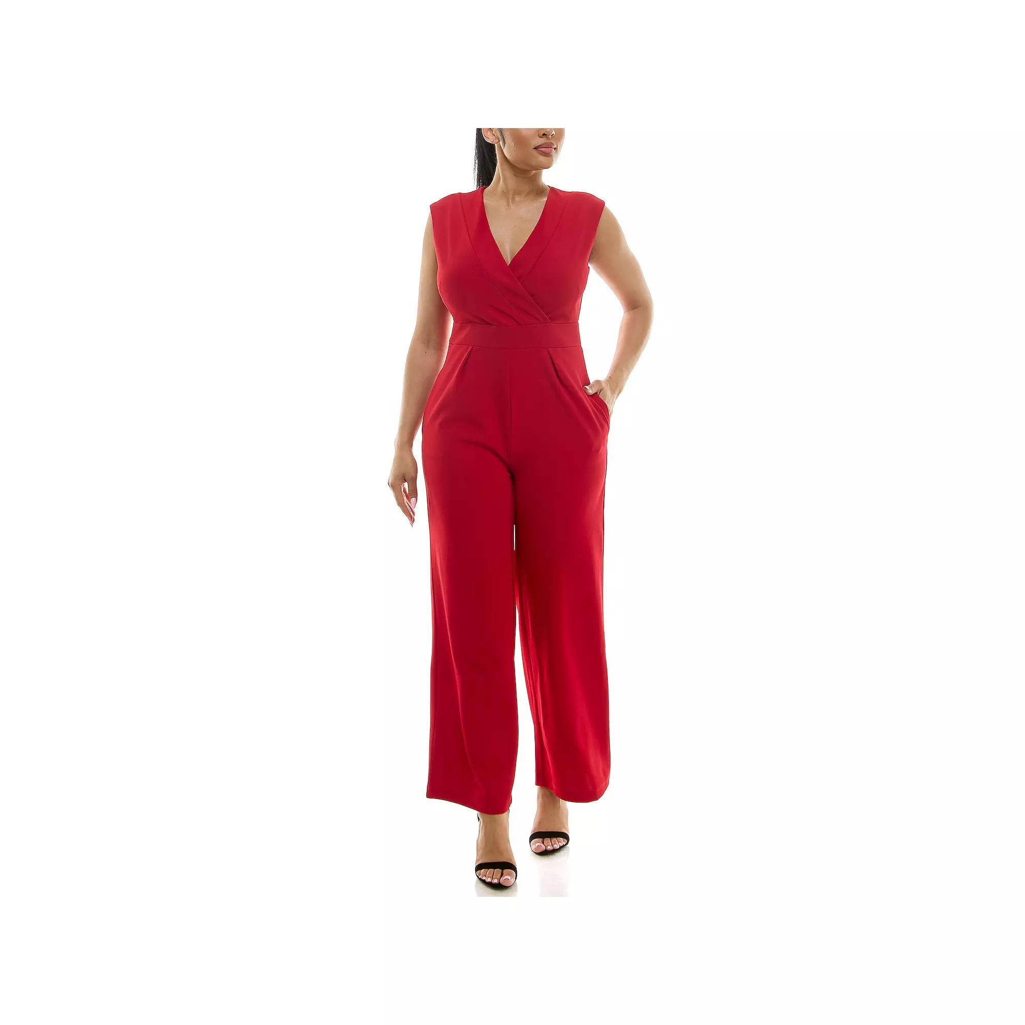Women's Nina Leonard Surplice Jumpsuit, Size: Small, Blue Product Image
