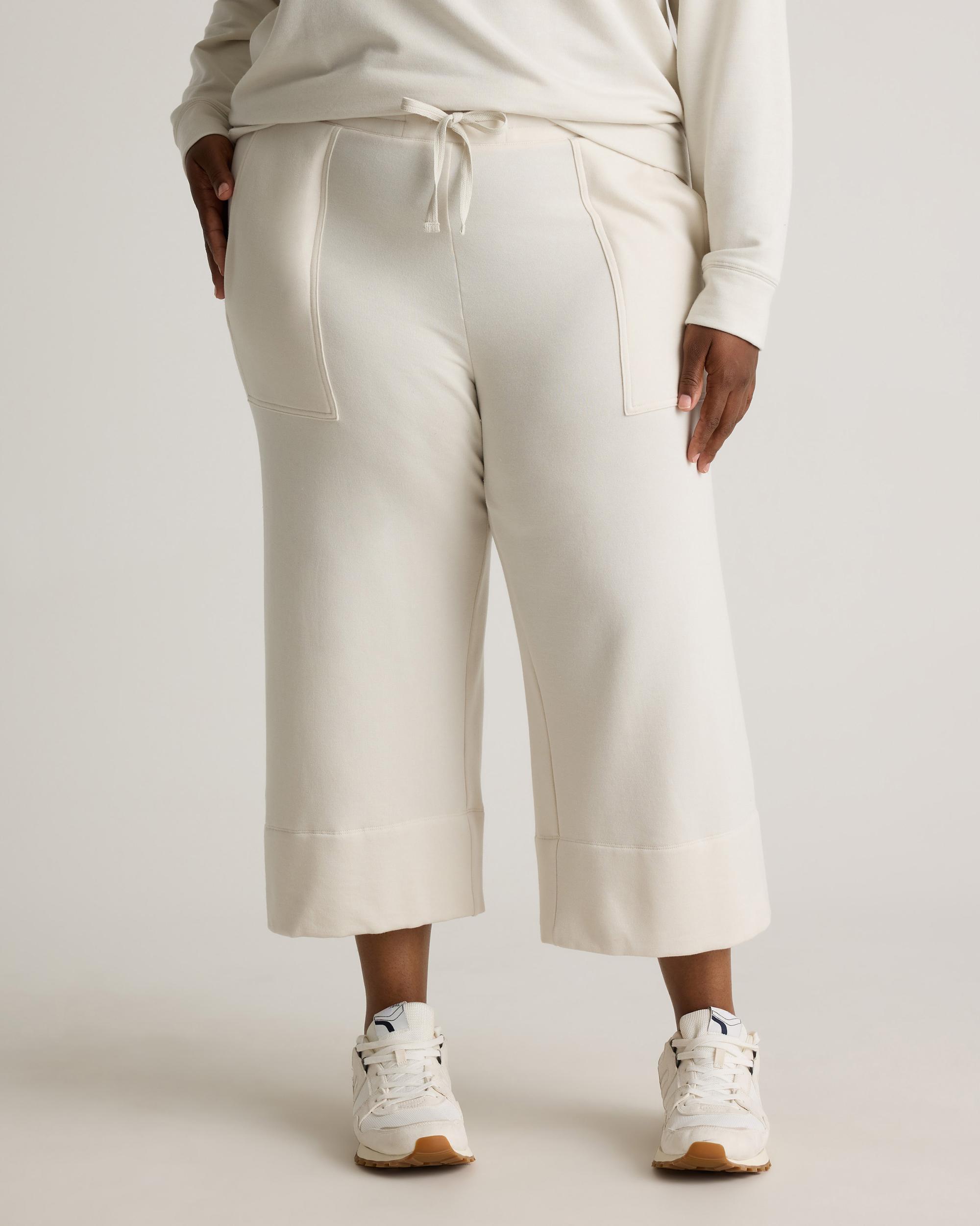 Quince | Women's SuperSoft Fleece Cropped Wide Leg Pants Lenzing Modal Product Image
