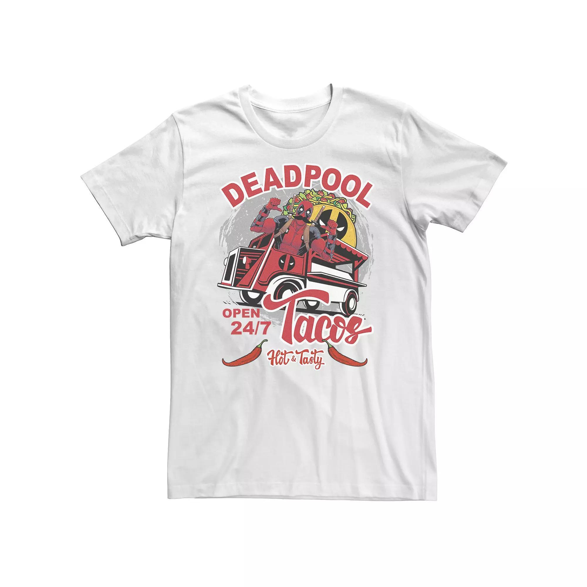 Big & Tall Marvel Deadpool Tacos Hot & Tasty Tee, Men's, Size: 3XL Tall, White Product Image