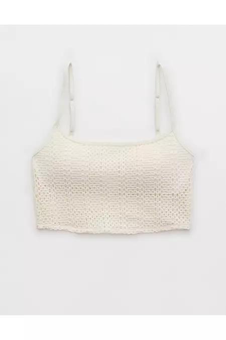 Aerie Cloudweave Crochet Longline Scoop Bikini Top Women's Product Image