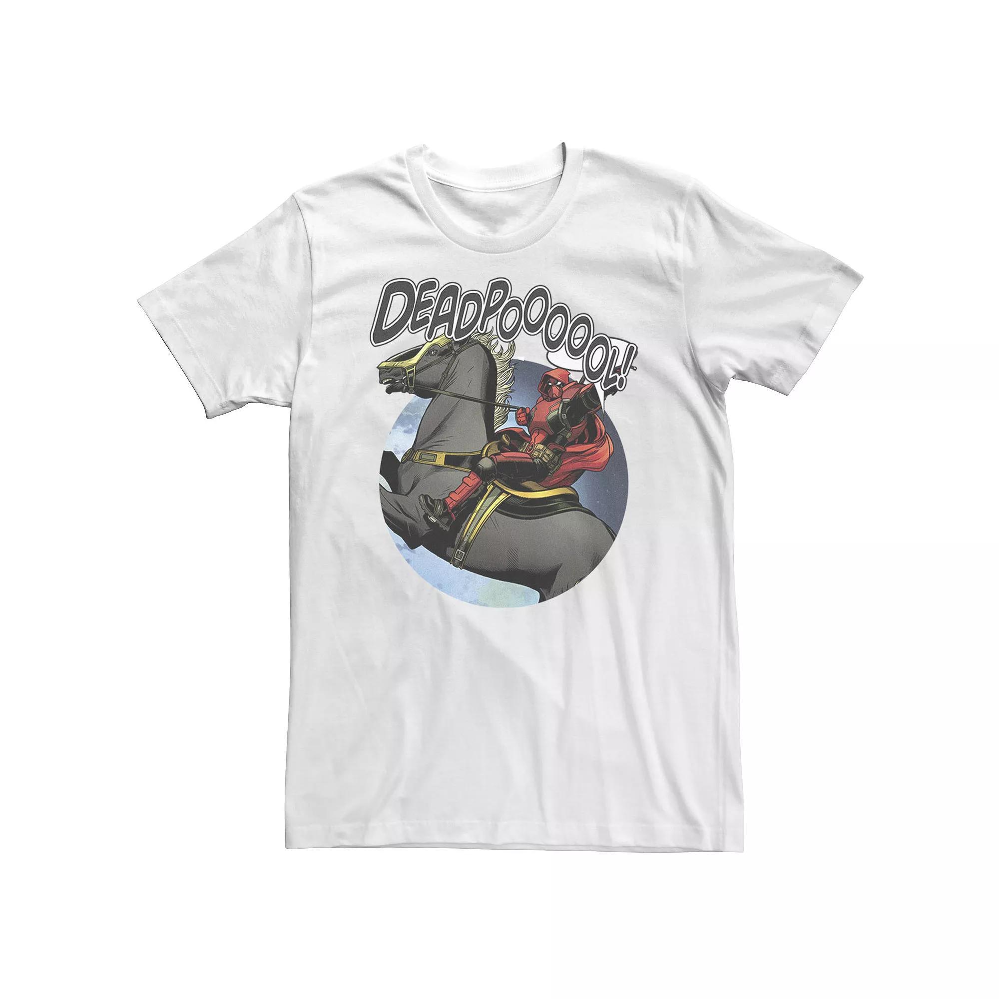 Big & Tall Marvel Deadpool With Cape On Horseback Tee, Men's, Size: XXL Tall, White Product Image