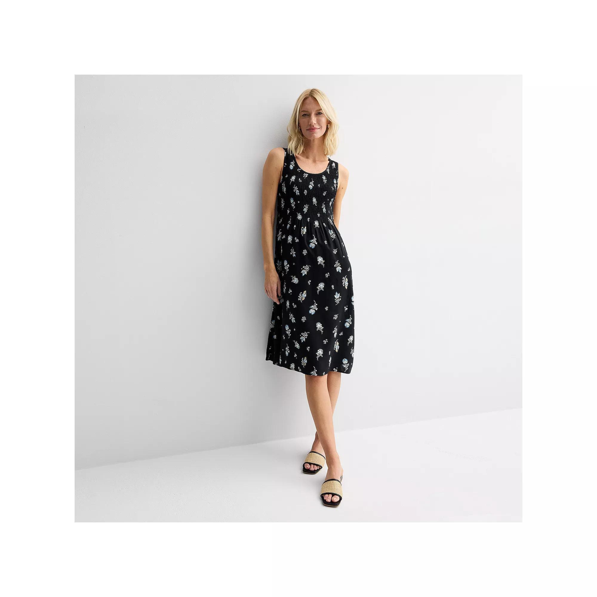 Women's Croft & Barrow® Smocked Midi Dress, Size: XS, Black Paisley Product Image