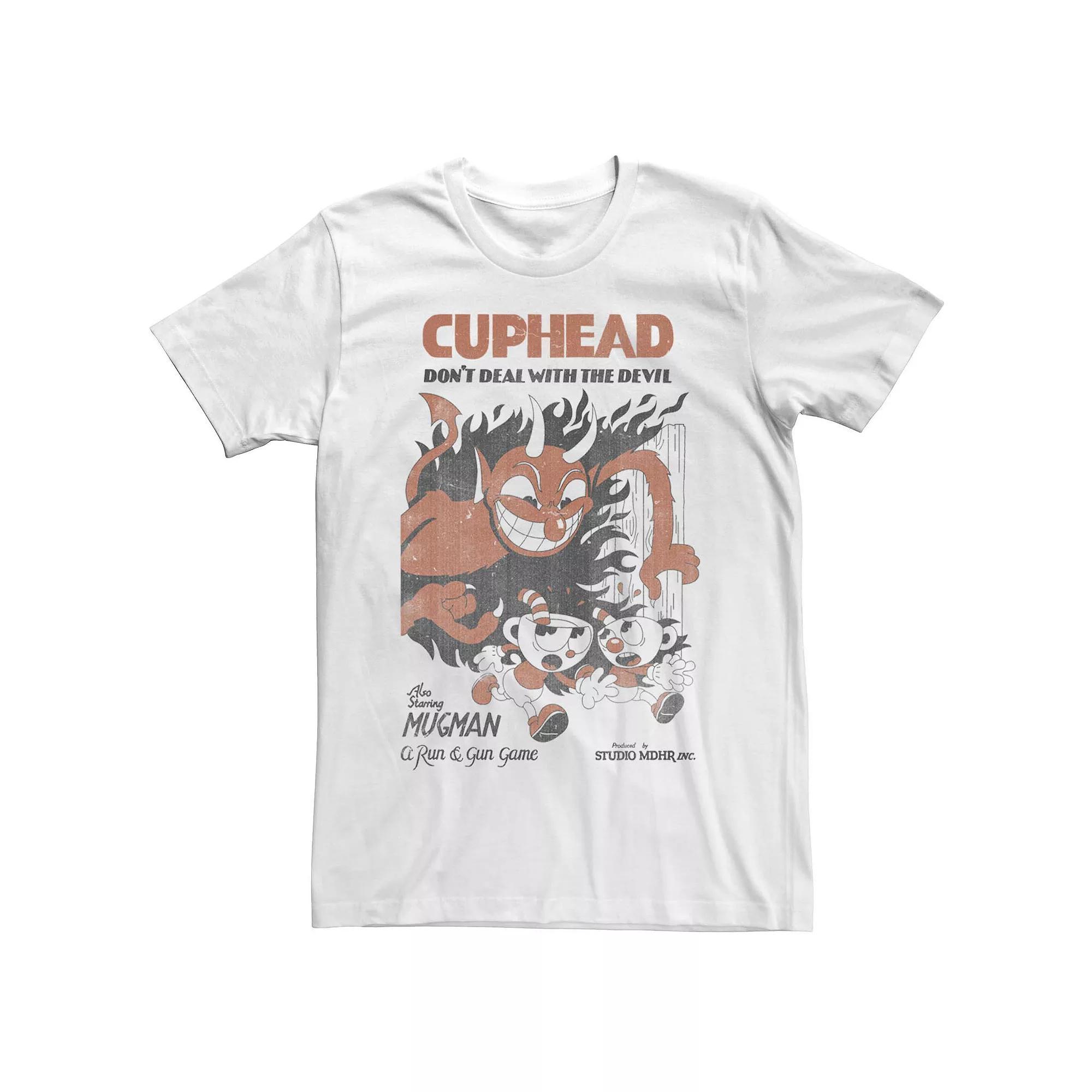 Men's Cuphead Vintage Don't Deal With The Devil Tee, Size: Large, White Product Image
